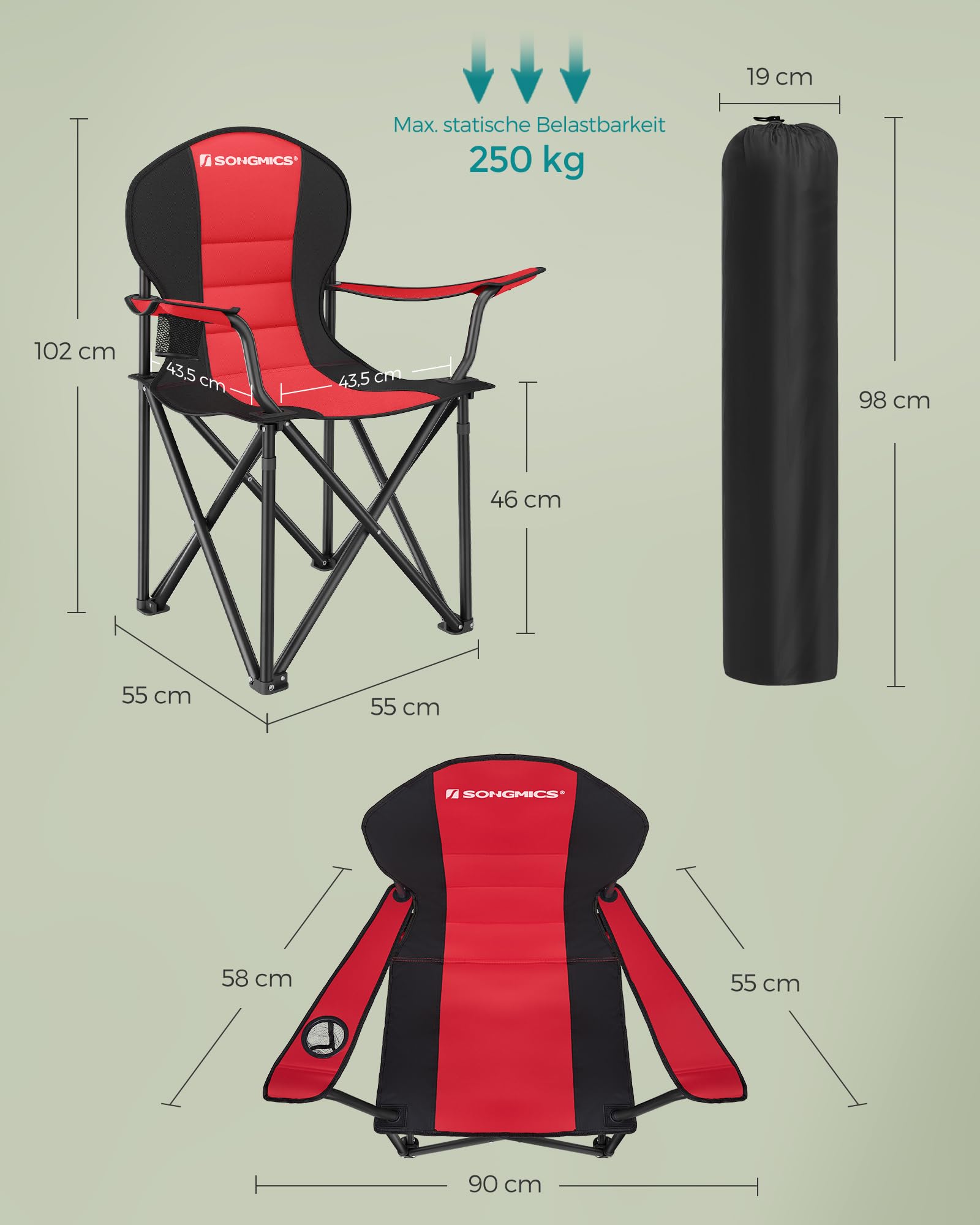 songmics-campingstuhl-klappstuhl-gepolstert-mit-flaschenhalter-belastbar-bis-250 image 3