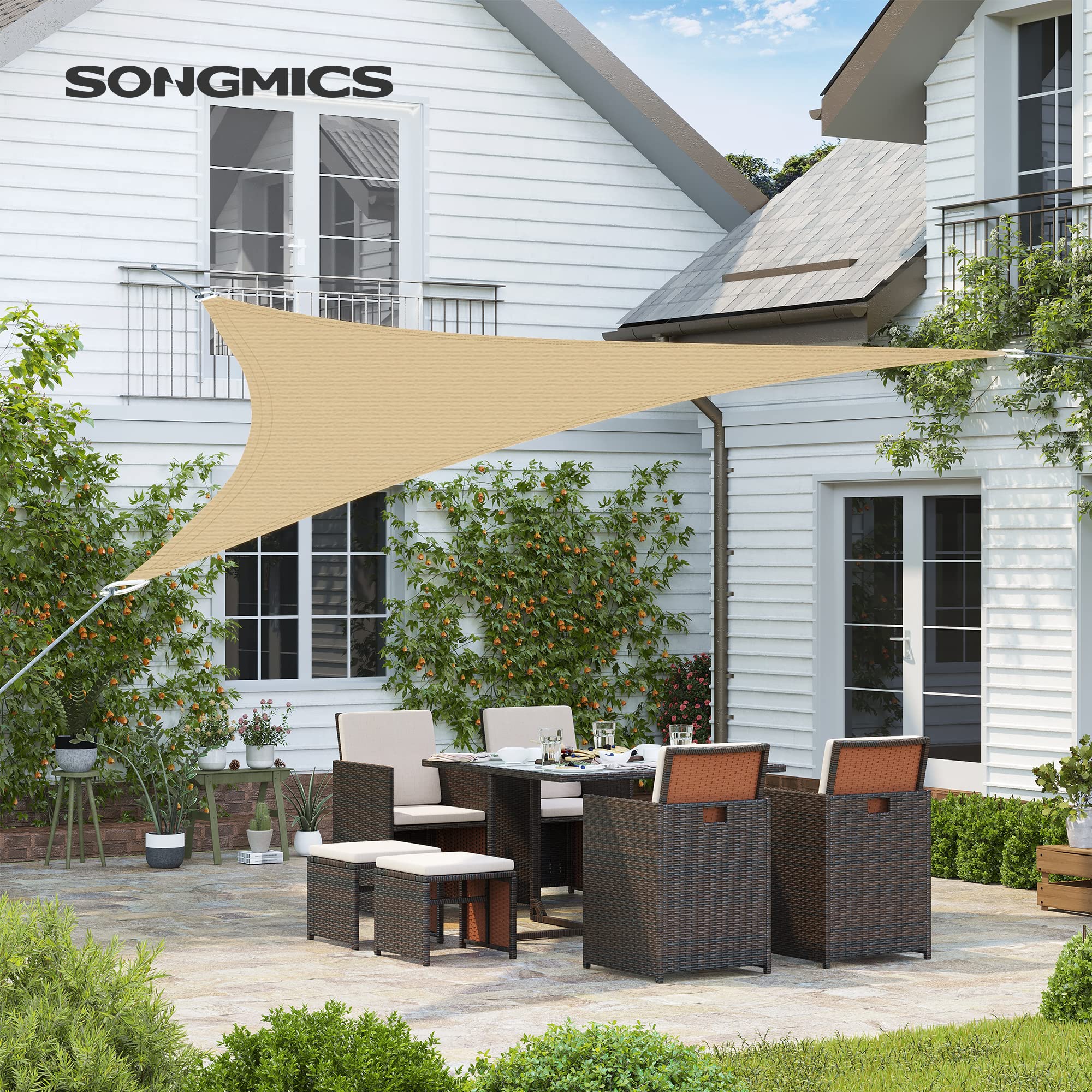 songmics-sonnensegel-dreieckig-6-1-x-6-1-x-6-1-m-hdpe-sandgelb-gss006y01 image 2