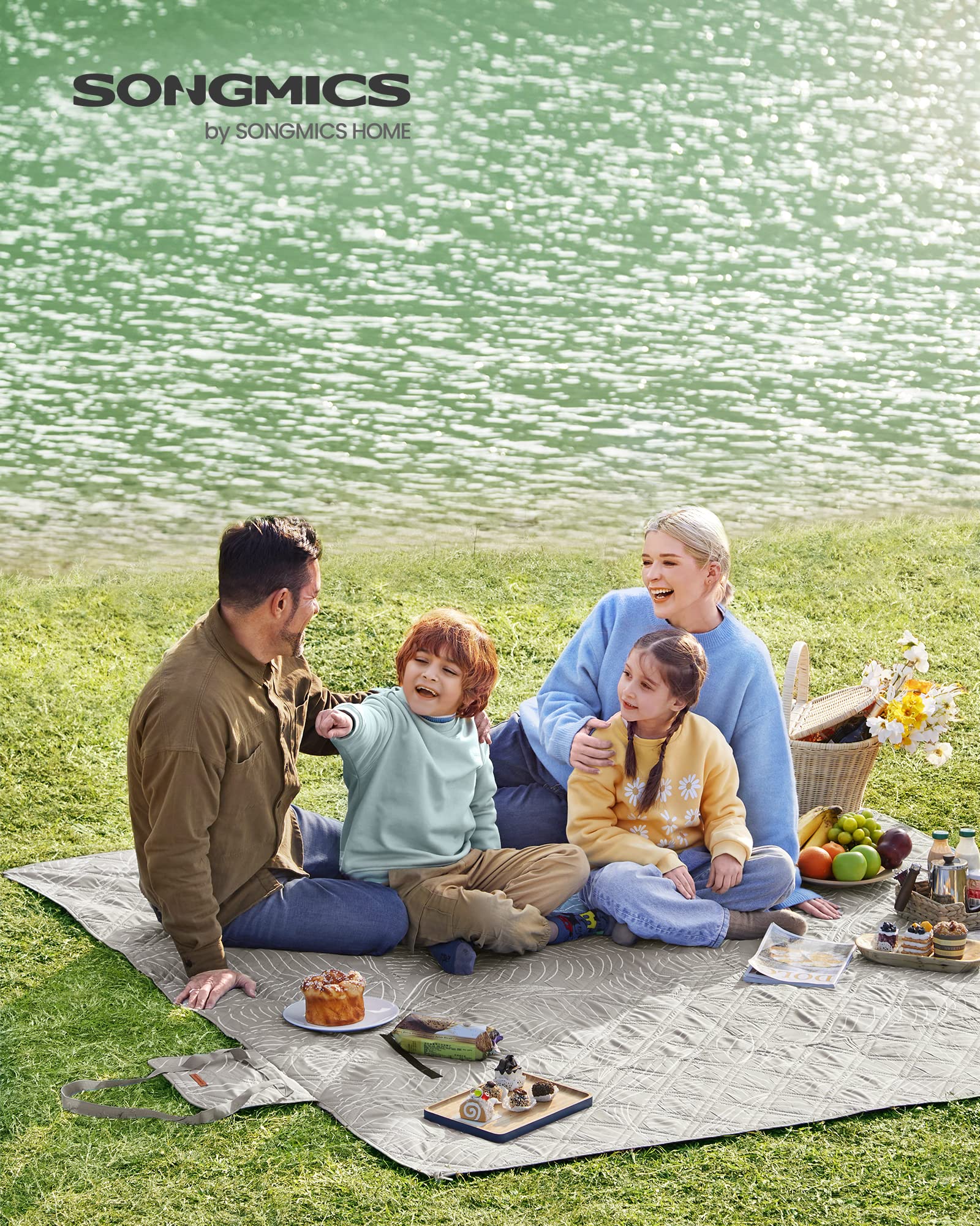 songmics-gcm010b02-picknickdecke-200-x-200-cm-khaki-farn image 2