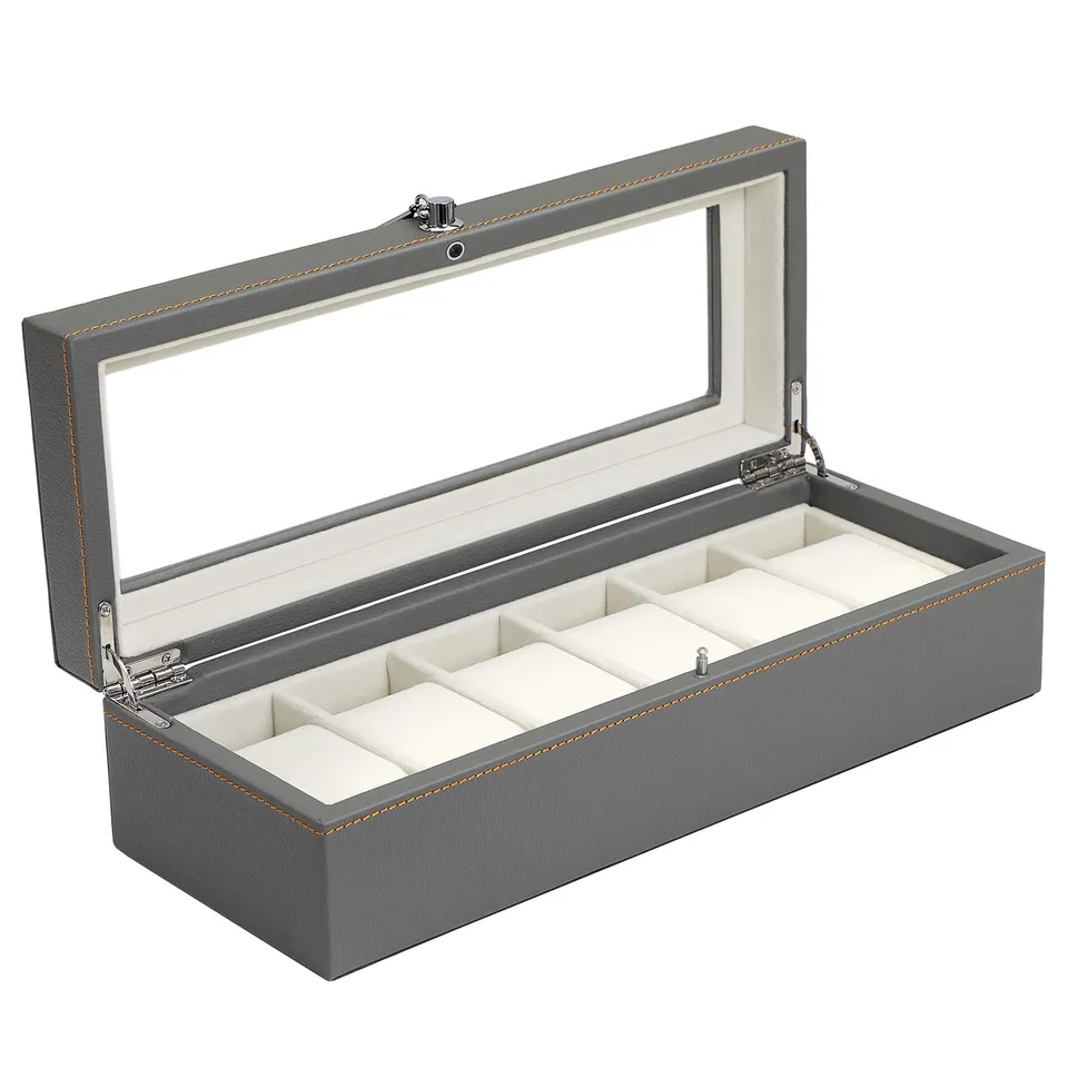 songmics-uhrenbox-jwb013gy-uhrenkasten-f-r-6-uhren-grau image 1