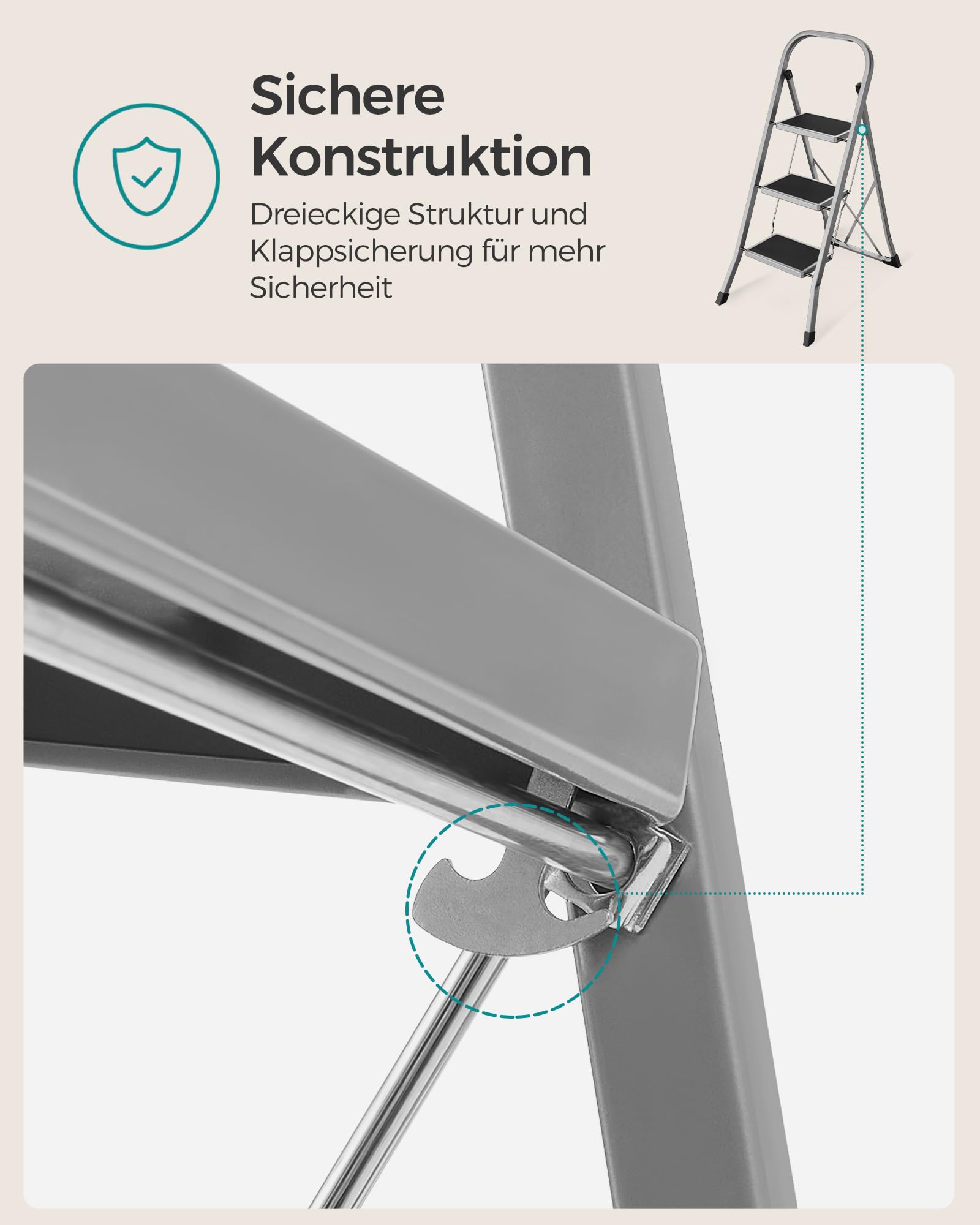 songmics-trittleiter-gsl003gy01-mit-3-stufen-klappbar-taubengrau image 4