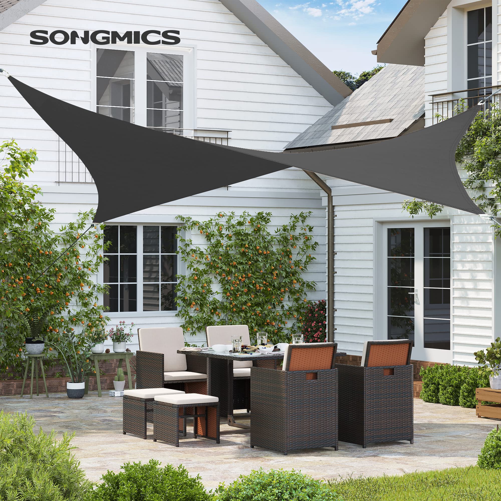 songmics-sonnensegel-gss34gy-3x4m-rechteckig-hdpe-rauchgrau image 2