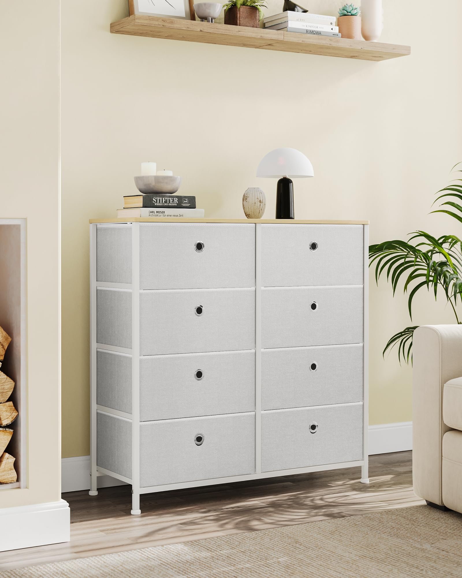 songmics-kommode-lts024w57-8-stoffschubladen-metallrahmen-cremewei-eiche image 2