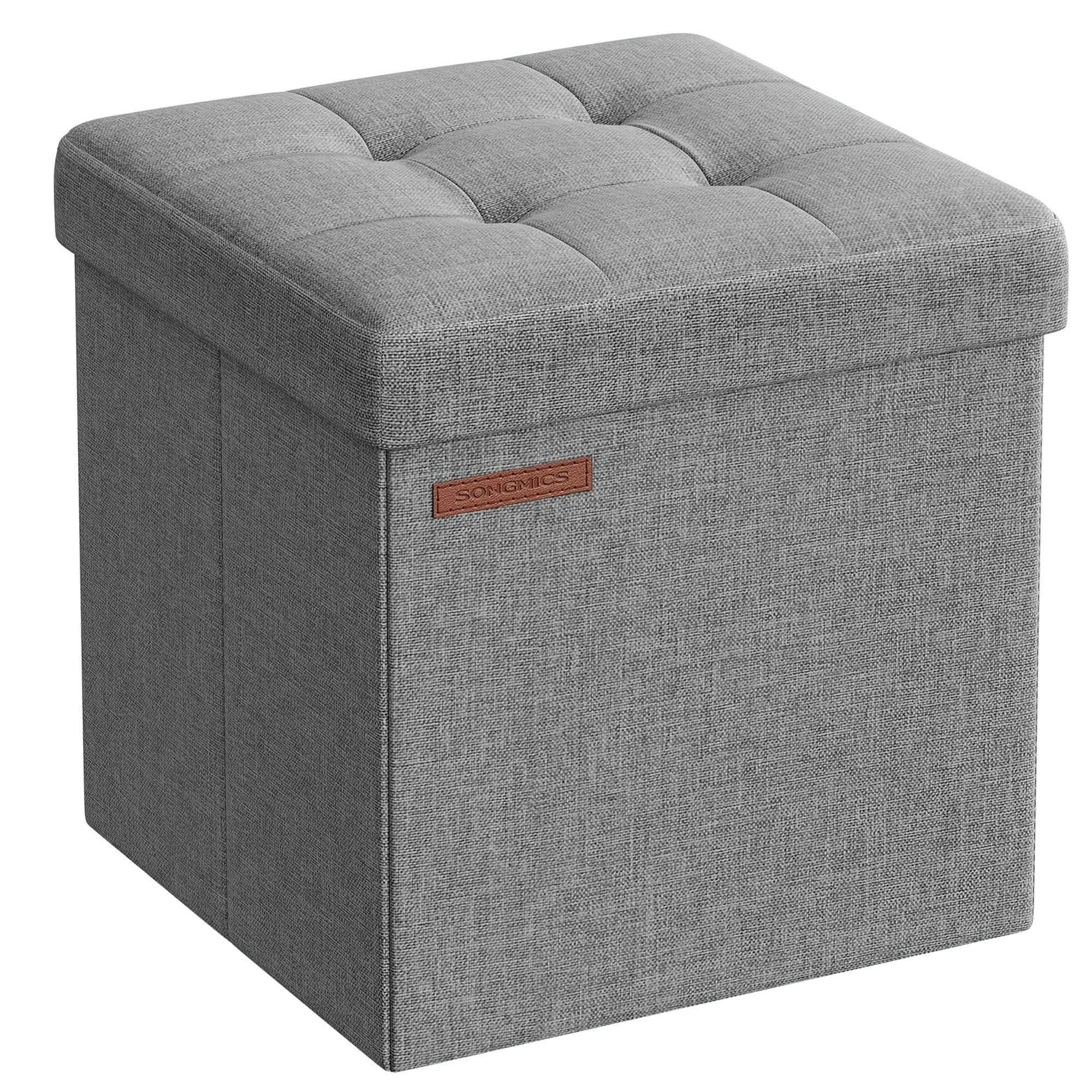 songmics-aufbewahrungshocker-lsf028g02-faltbarer-sitzw-rfel-30x30x30-cm-hellgrau image 1