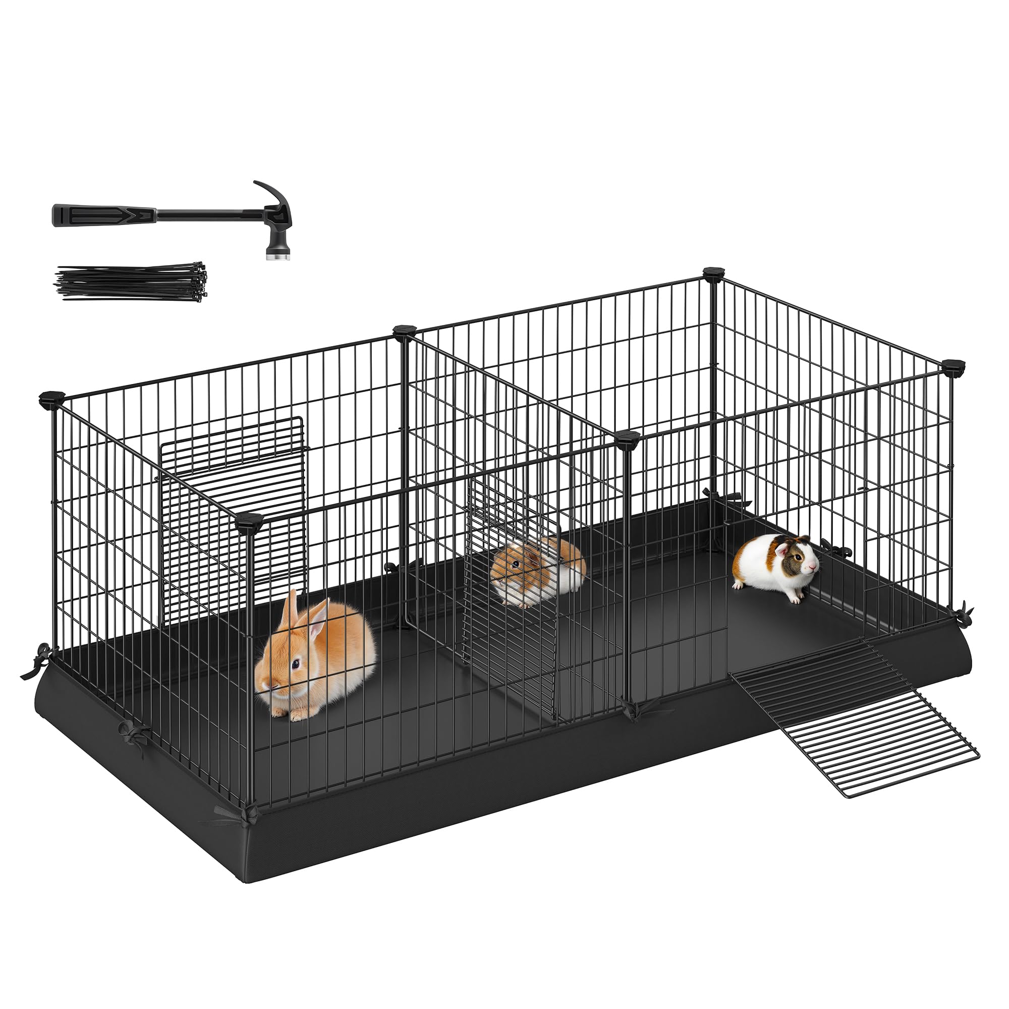 songmics-kleintiergehege-meerschweinchen-123x63x46-schwarz-lpi07h image 1