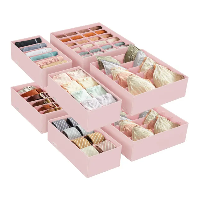songmics-unterw-sche-organizer-8er-set-faltbar-rosa-rus008p01 image 1