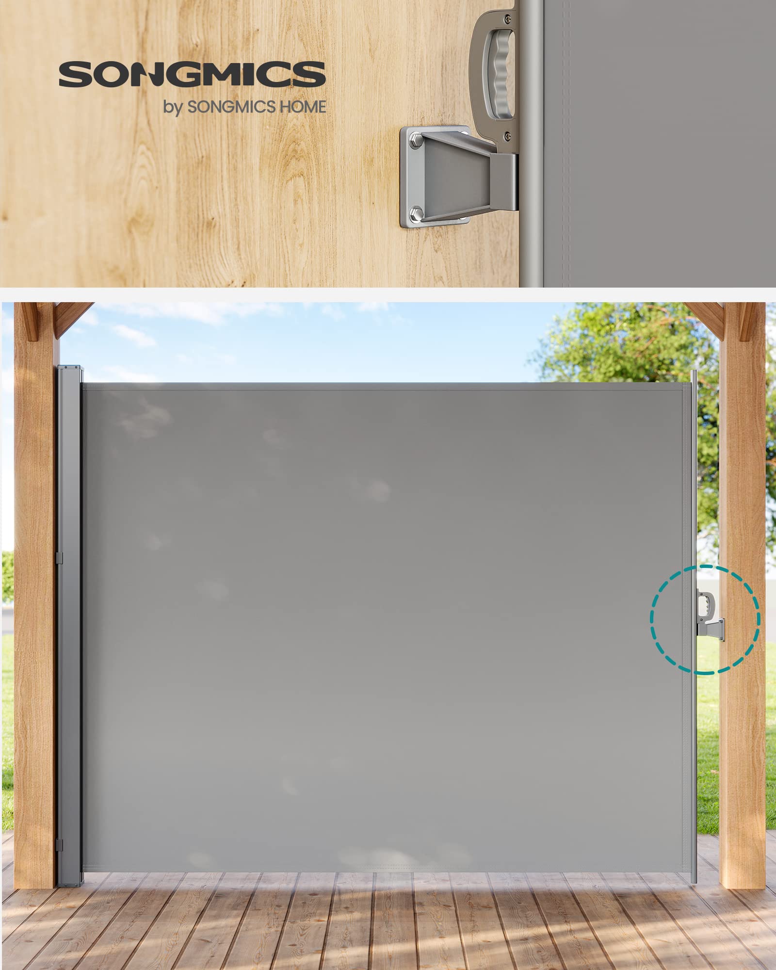 songmics-wandhalterung-f-r-seitenmarkise-mit-stahlpfosten-grau image 2