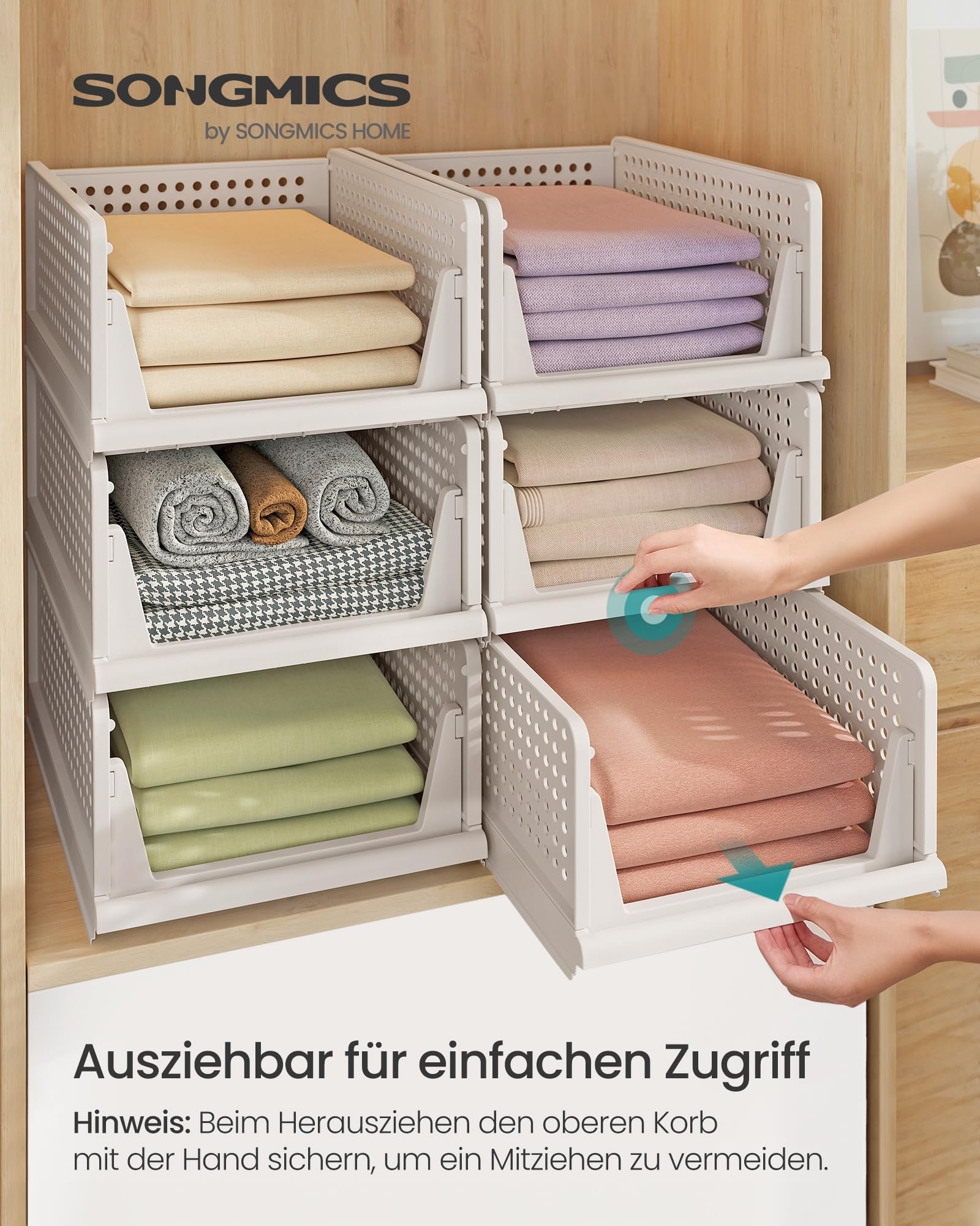 songmics-schrank-organizer-6er-set-klappbar-stapelbar-ausziehbarer-korb image 2