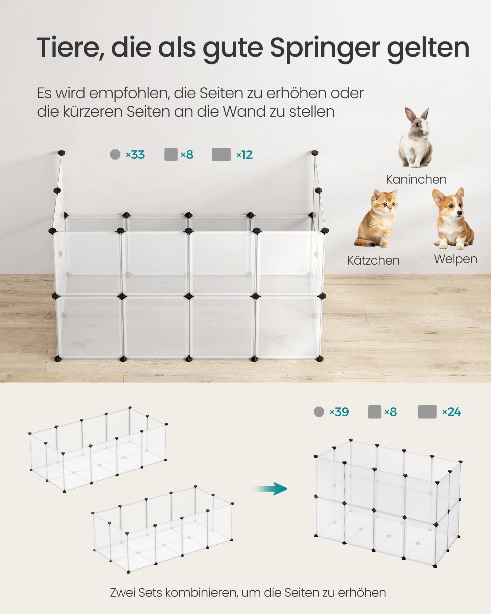 songmics-freigehege-mit-bodenplatten-lpc02w-kleintiergehege-140-x-70-x-45-cm-wei image 4
