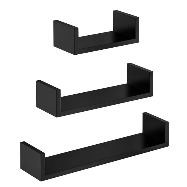 songmics-wandregal-lws66b-3-st-ck-schweberegal-schwarz-hochglanz-30-45-60-cm image 1