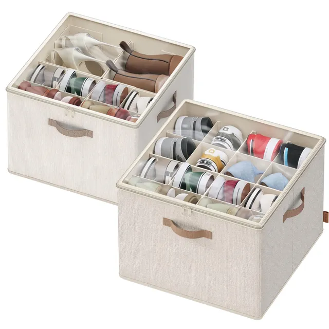 songmics-schuh-organizer-2er-set-stapelbar-f-r-bis-zu-16-paar-schuhe-je-box image 1