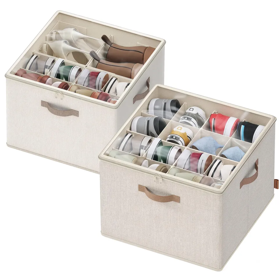 songmics-schuh-organizer-2er-set-stapelbar-f-r-bis-zu-16-paar-schuhe-je-box image 1