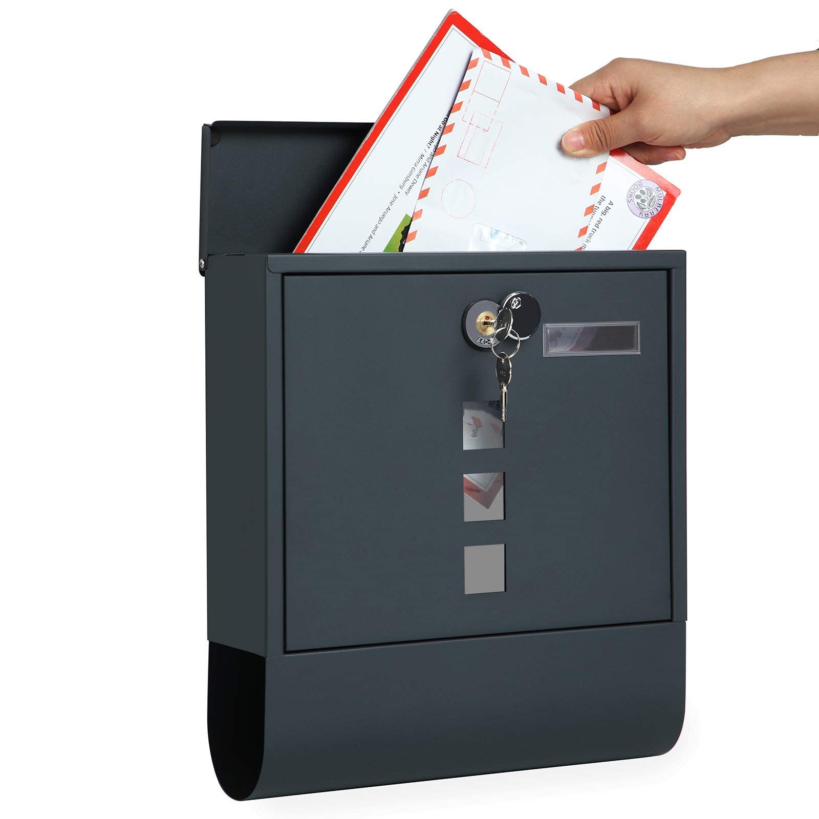 songmics-gmb20ag-wandbriefkasten-mit-zeitungsfach-anthrazitgrau image 8