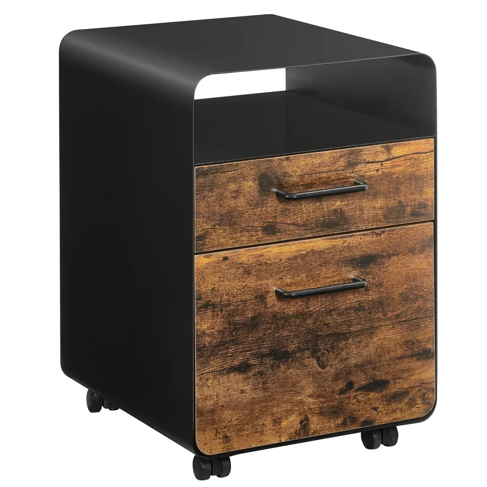 songmics-rollcontainer-stahl-mit-h-ngeregistratur-vintagebraun-schwarz image 1
