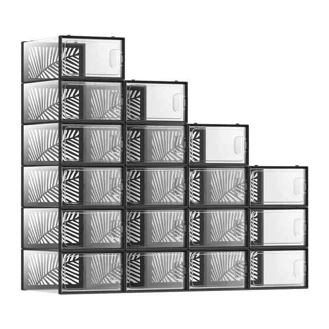 songmics-schuhboxen-18er-set-transparent-schwarz-lsp106b18-stapelbare-aufbewahru image 1
