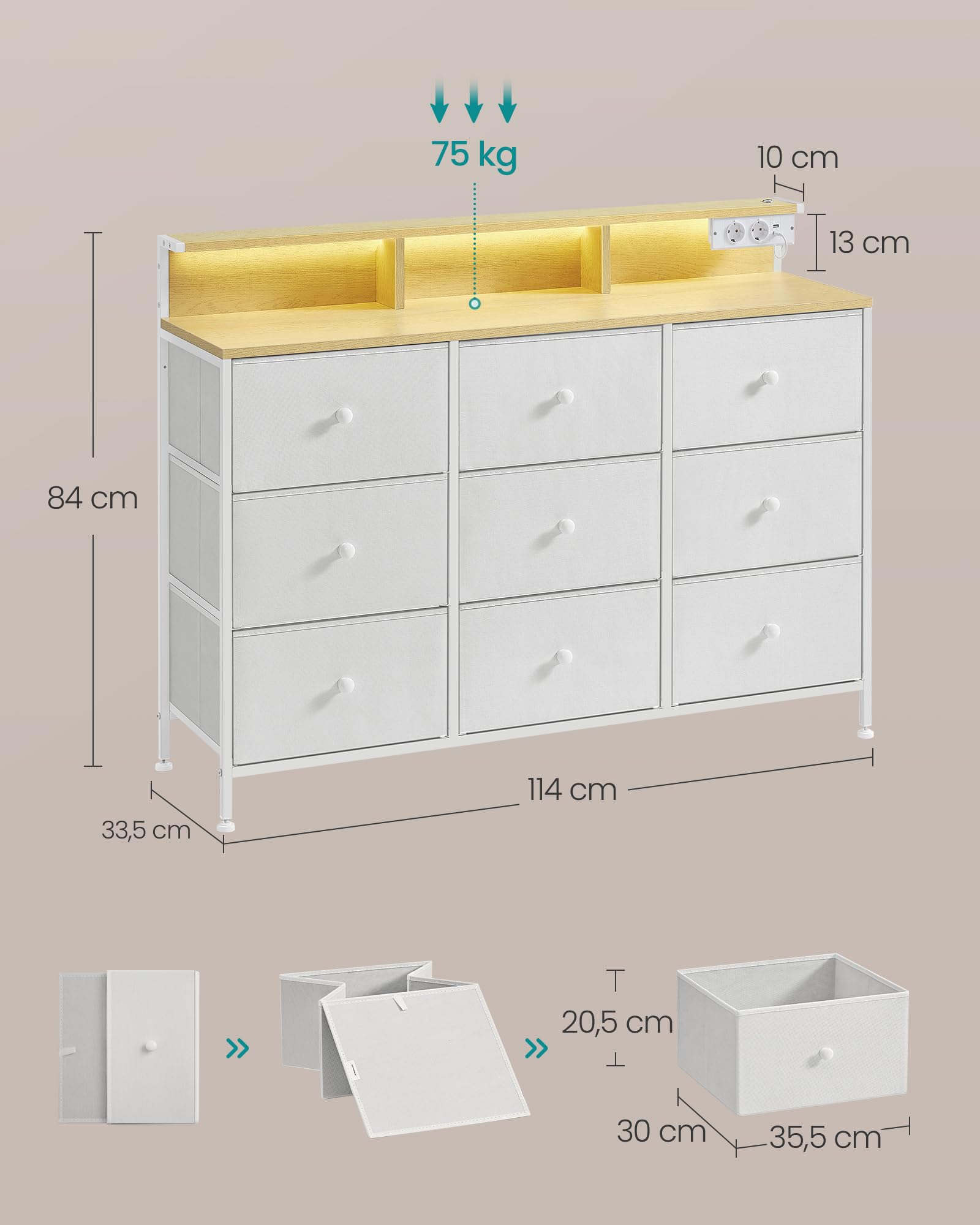 songmics-kommode-9-schubladen-mit-led-114-cm-wei image 3