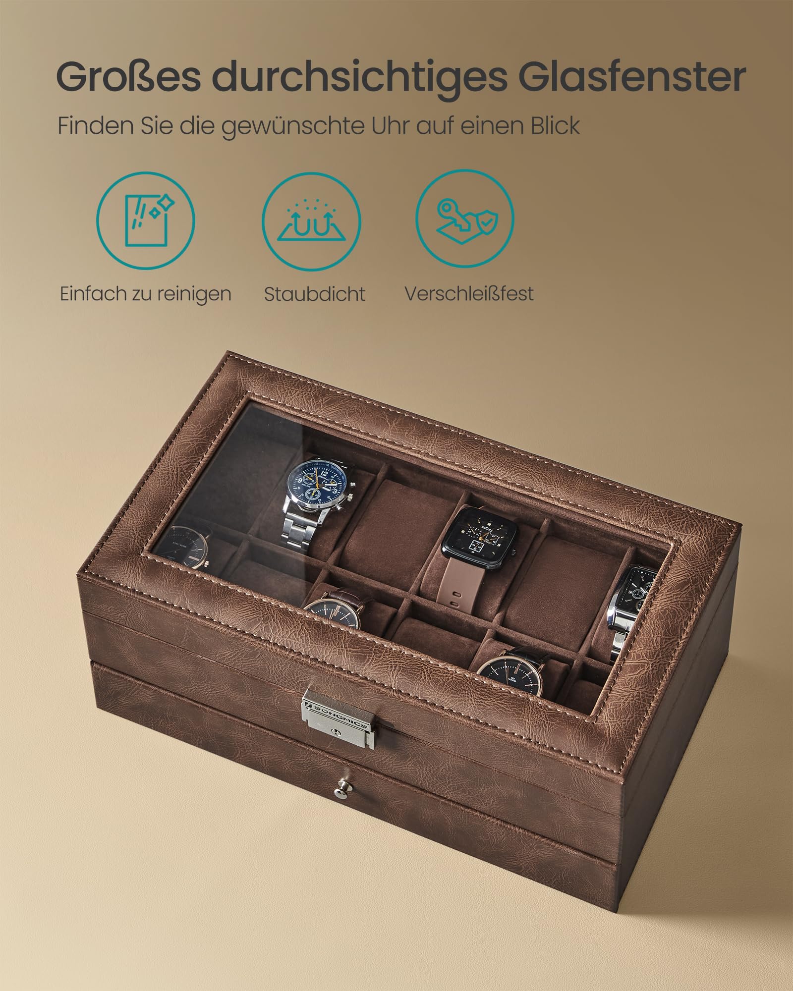 songmics-uhrenbox-jwb012k01-f-r-12-uhren-2-ebenen-mit-glasdeckel-braun image 3