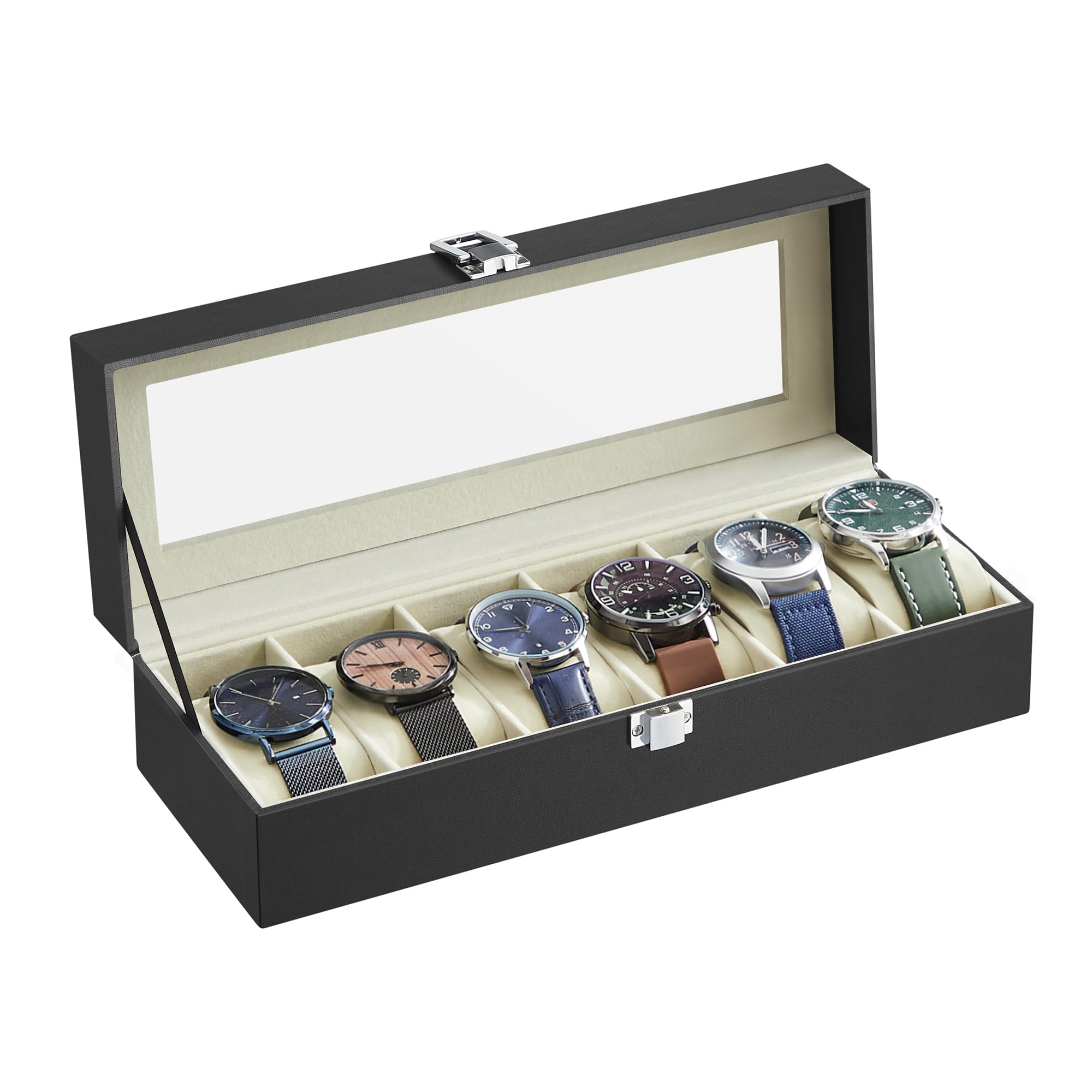 songmics-uhrenbox-jwb06bk-mit-6-f-chern-glasdeckel-schwarz image 8