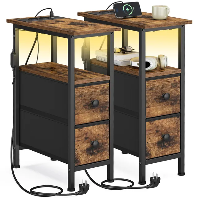 songmics-nachttisch-2er-set-mit-steckdosen-usb-typ-c-led-21-6-x-46-x-60-4-cm image 1