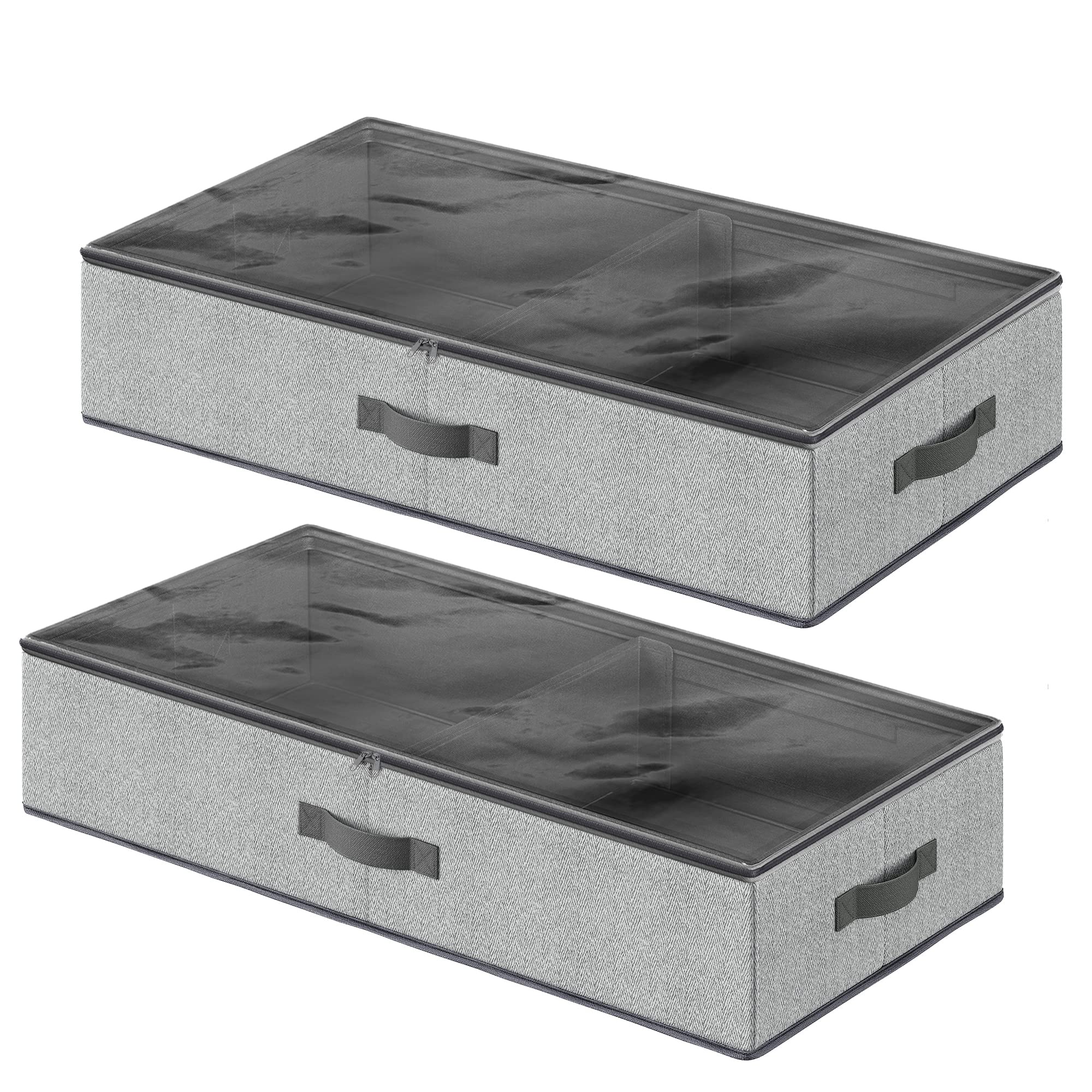 songmics-unterbett-aufbewahrungsboxen-2er-set-faltbar-grau image 1