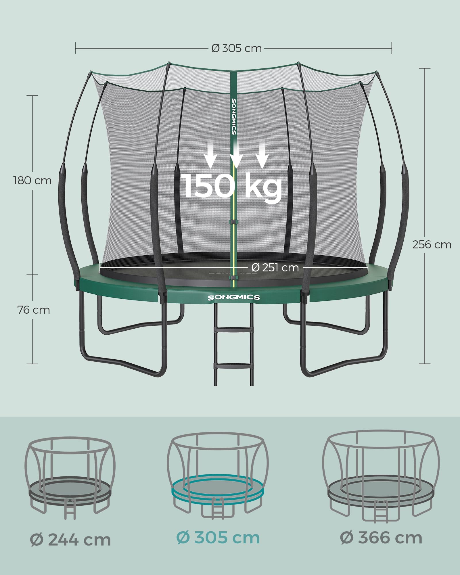 songmics-federloses-trampolin-outdoor-244-cm-mit-sicherheitsnetz image 7