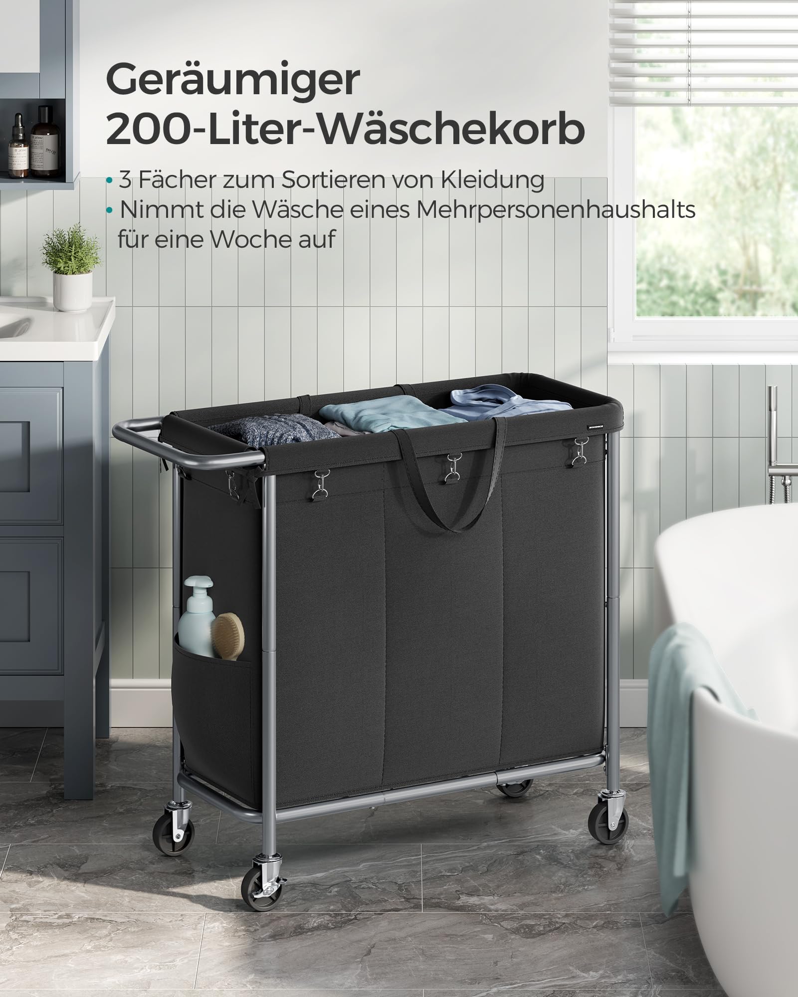 songmics-w-schekorb-3-f-cher-200-liter-mit-rollen-tintenschwarz-rls005b01 image 4