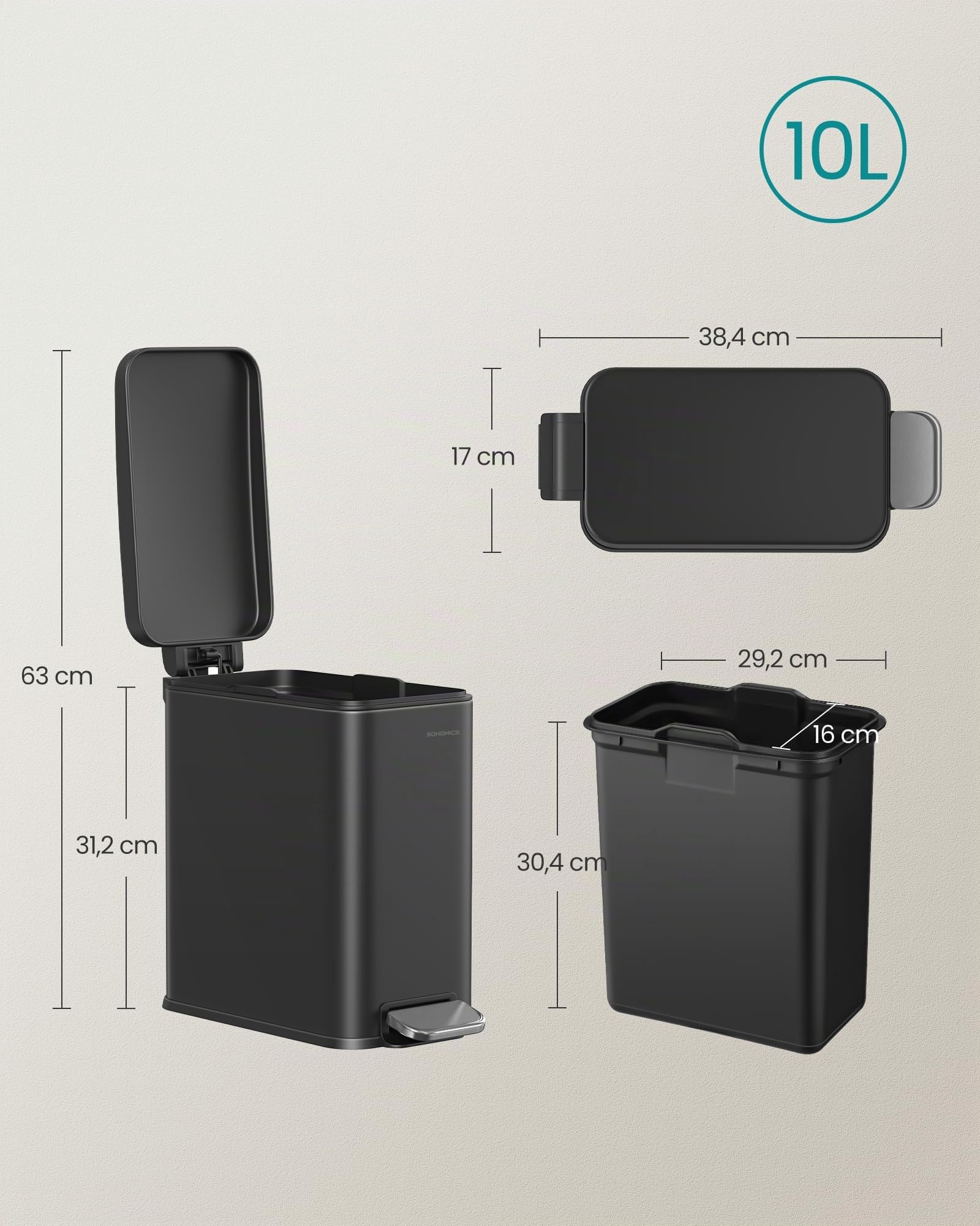 songmics-kosmetikeimer-10-liter-edelstahl-tretm-lleimer-mit-inneneimer image 7