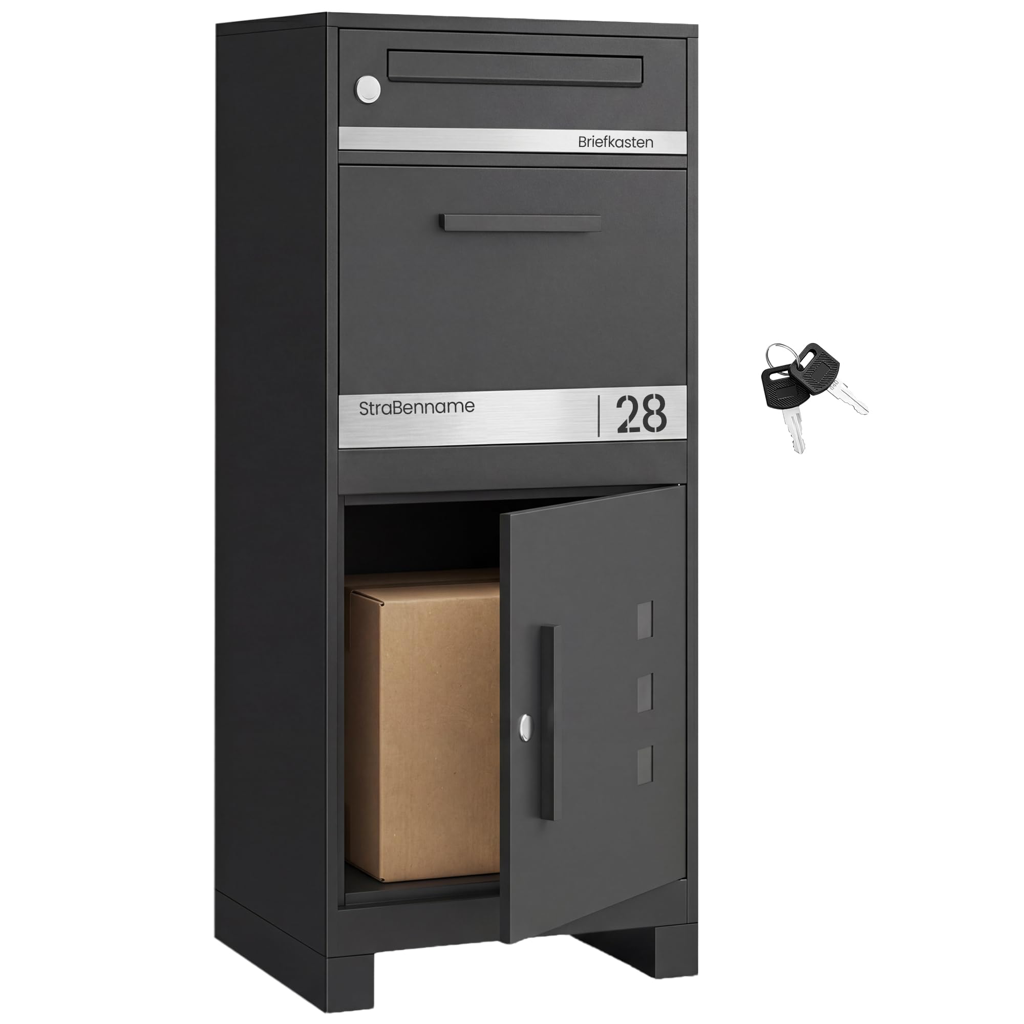 songmics-paketbox-briefkasten-mit-paketfach-55-l-stahl-mit-schloss image 1