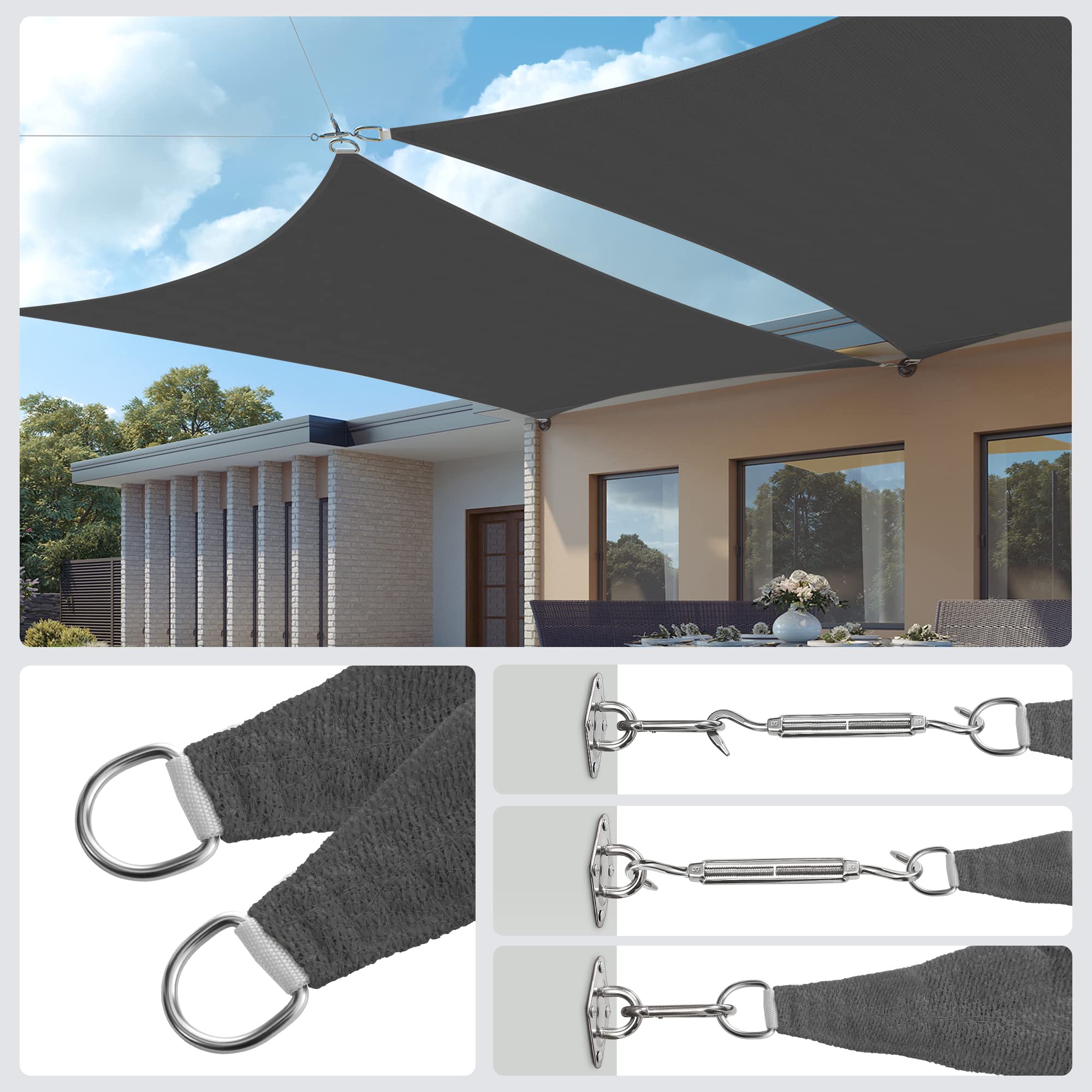 songmics-sonnensegel-gss34gy-3x4m-rechteckig-hdpe-rauchgrau image 8