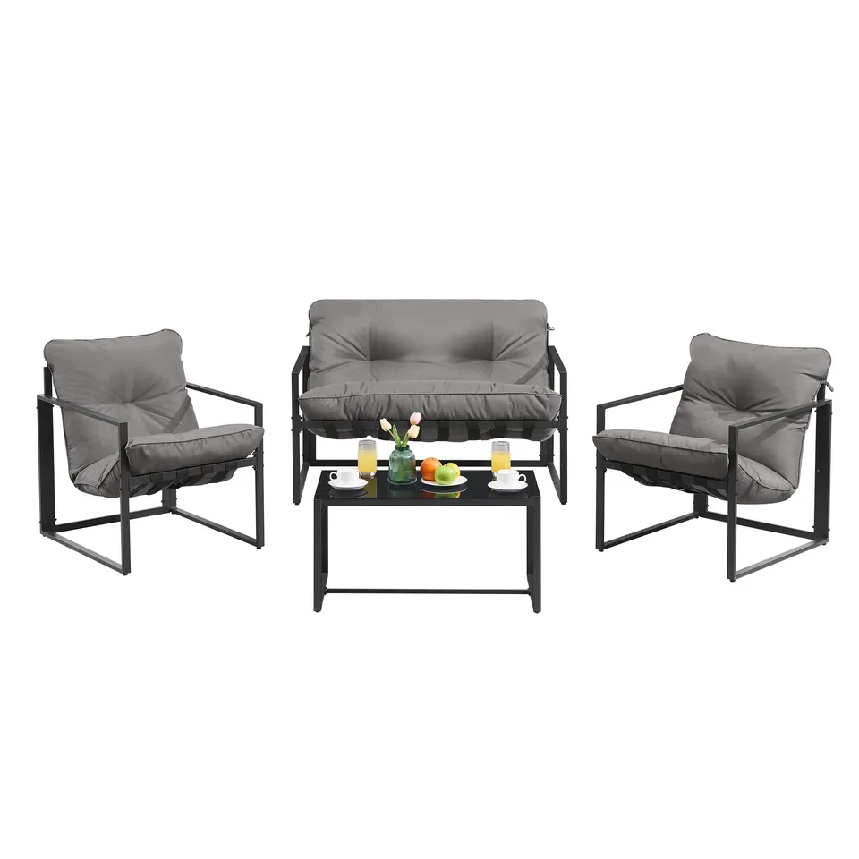 songmics-gartenm-bel-set-ggf040gz01-4-teilig-grau-2-st-hle-tisch-bank-mit-kissen image 1