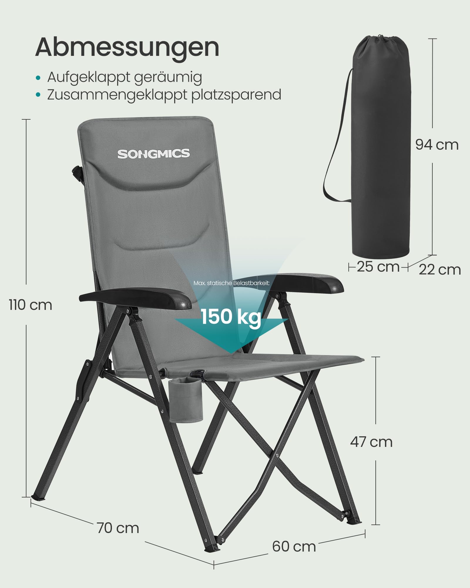 songmics-campingstuhl-faltbar-gcb015gz01-erwachsene-95-150-verstellbar-grau image 3