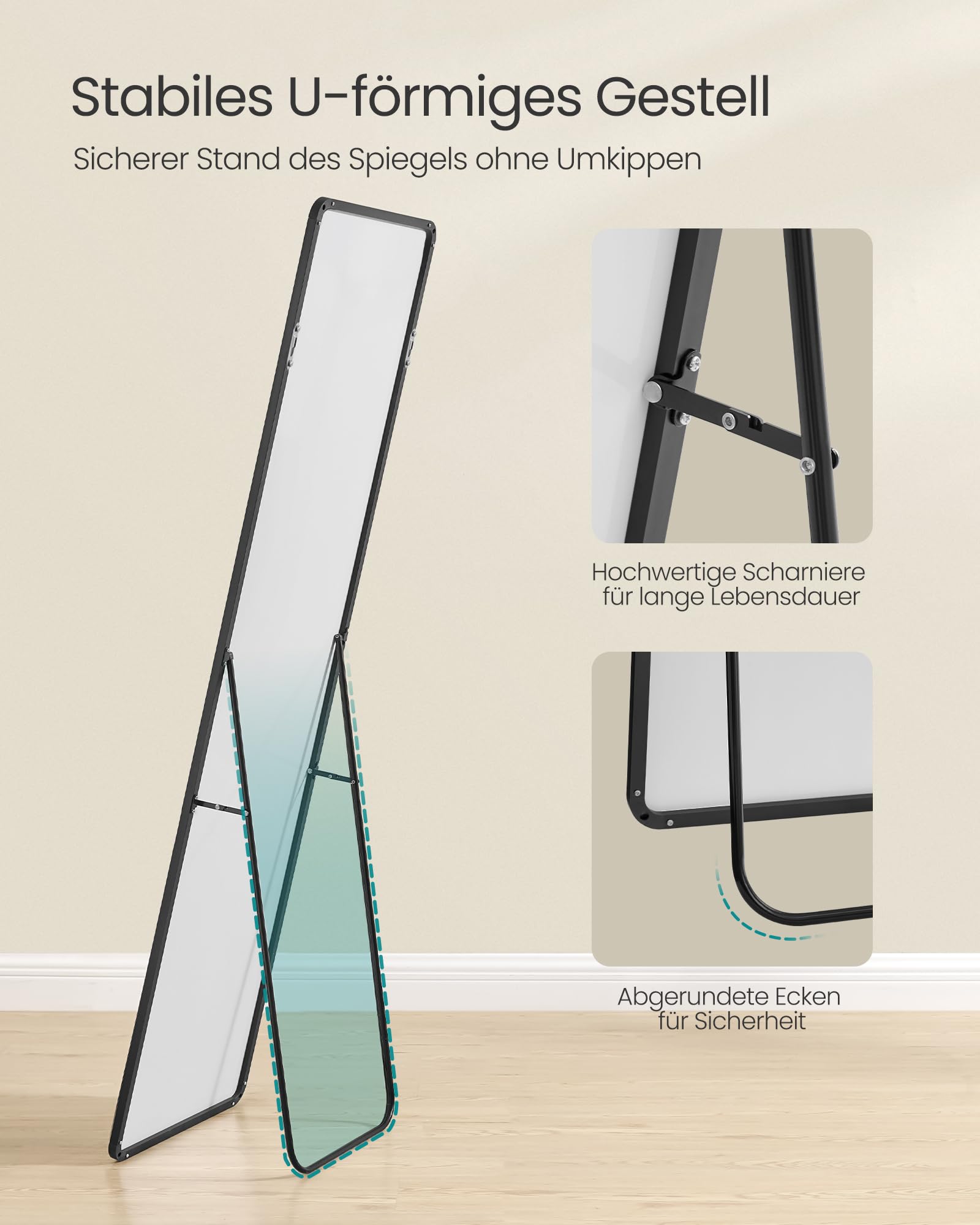 songmics-ganzk-rperspiegel-160-x-50-cm-aluminiumrahmen-tintenschwarz-lfm030b01 image 4