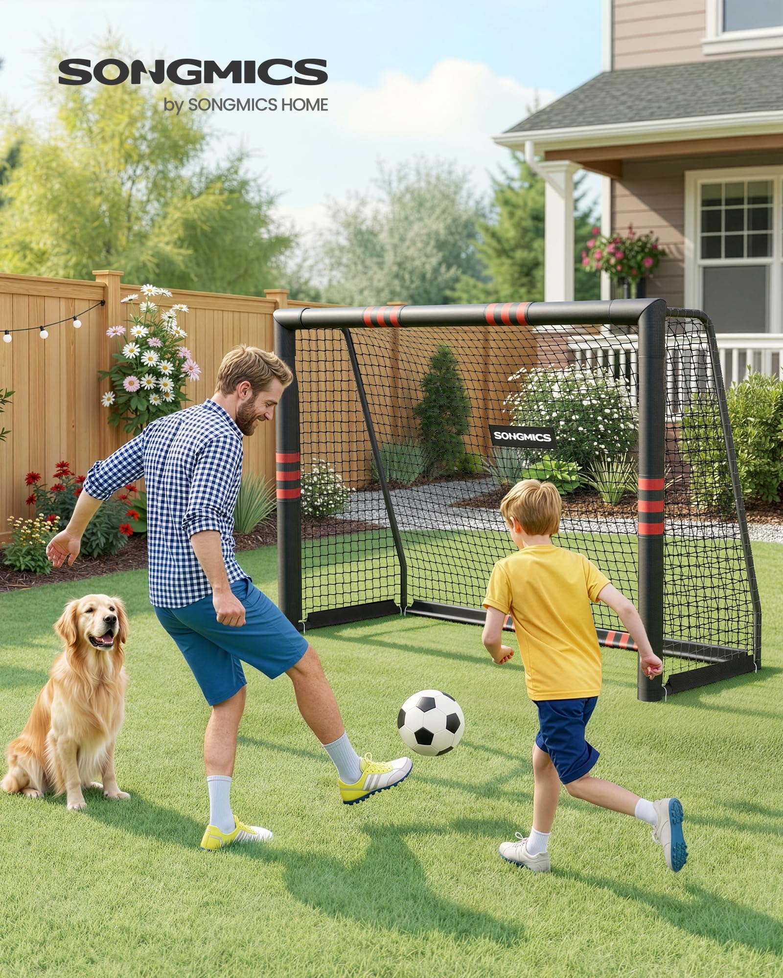 songmics-fu-balltor-outdoor-stahlrohre-pe-netz-garten-strand image 2