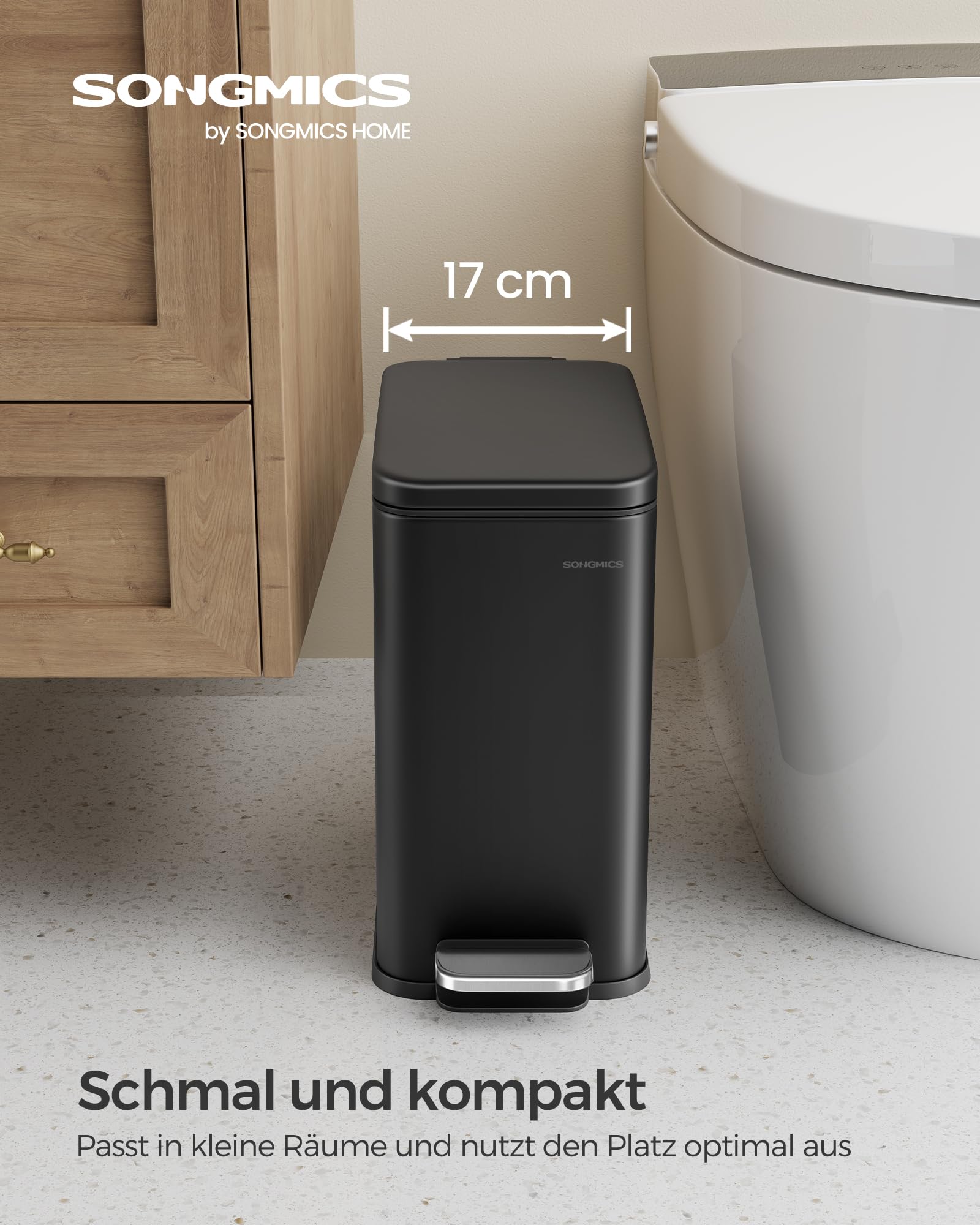 songmics-kosmetikeimer-10-liter-edelstahl-tretm-lleimer-mit-inneneimer image 2