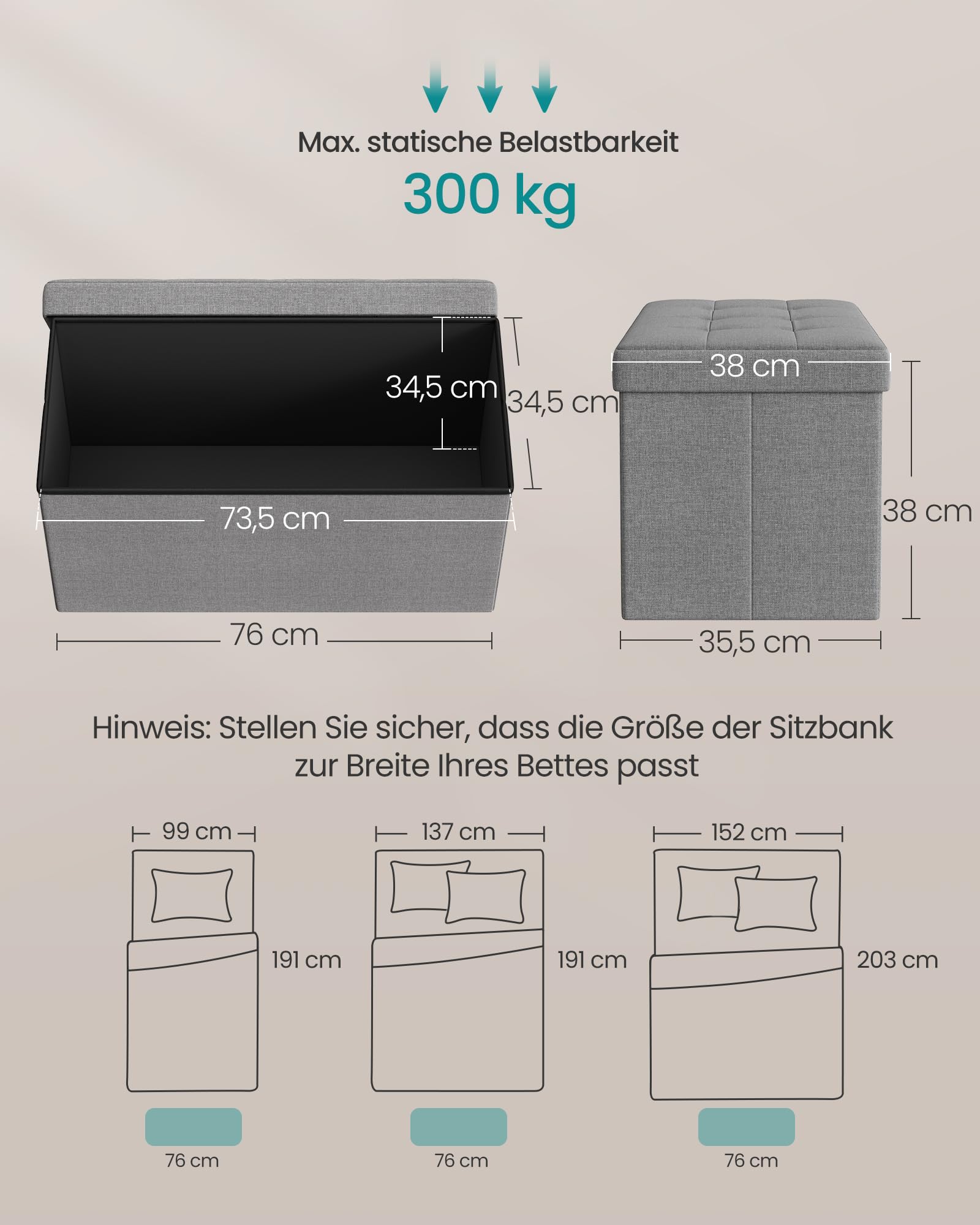 songmics-sitzhocker-mit-stauraum-lsf47g-76-x-38-x-38-cm-89-l-bis-300-kg-aschgrau image 3