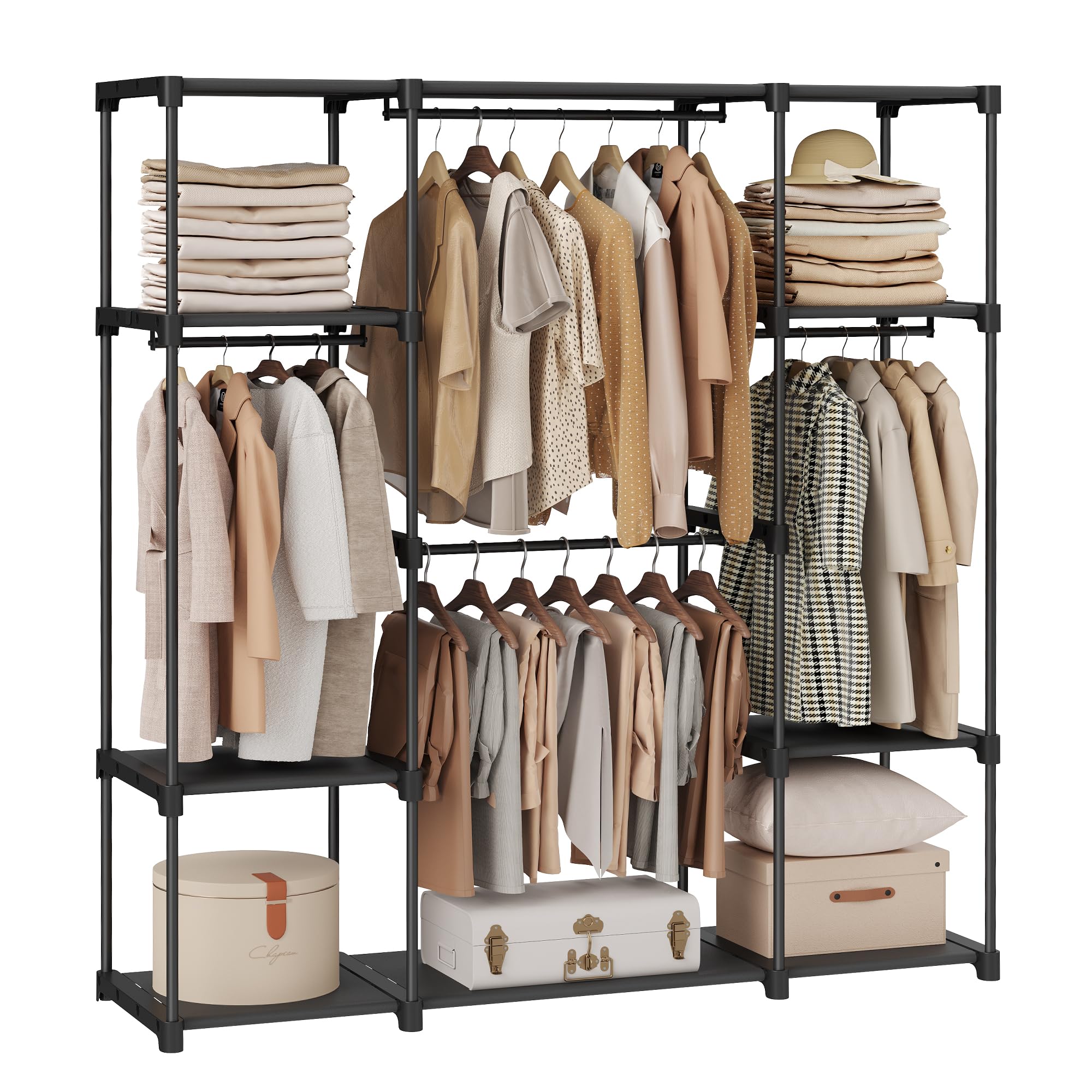 songmics-kleiderschrank-offen-ryg036b02-151x43x166-cm-schwarz image 1
