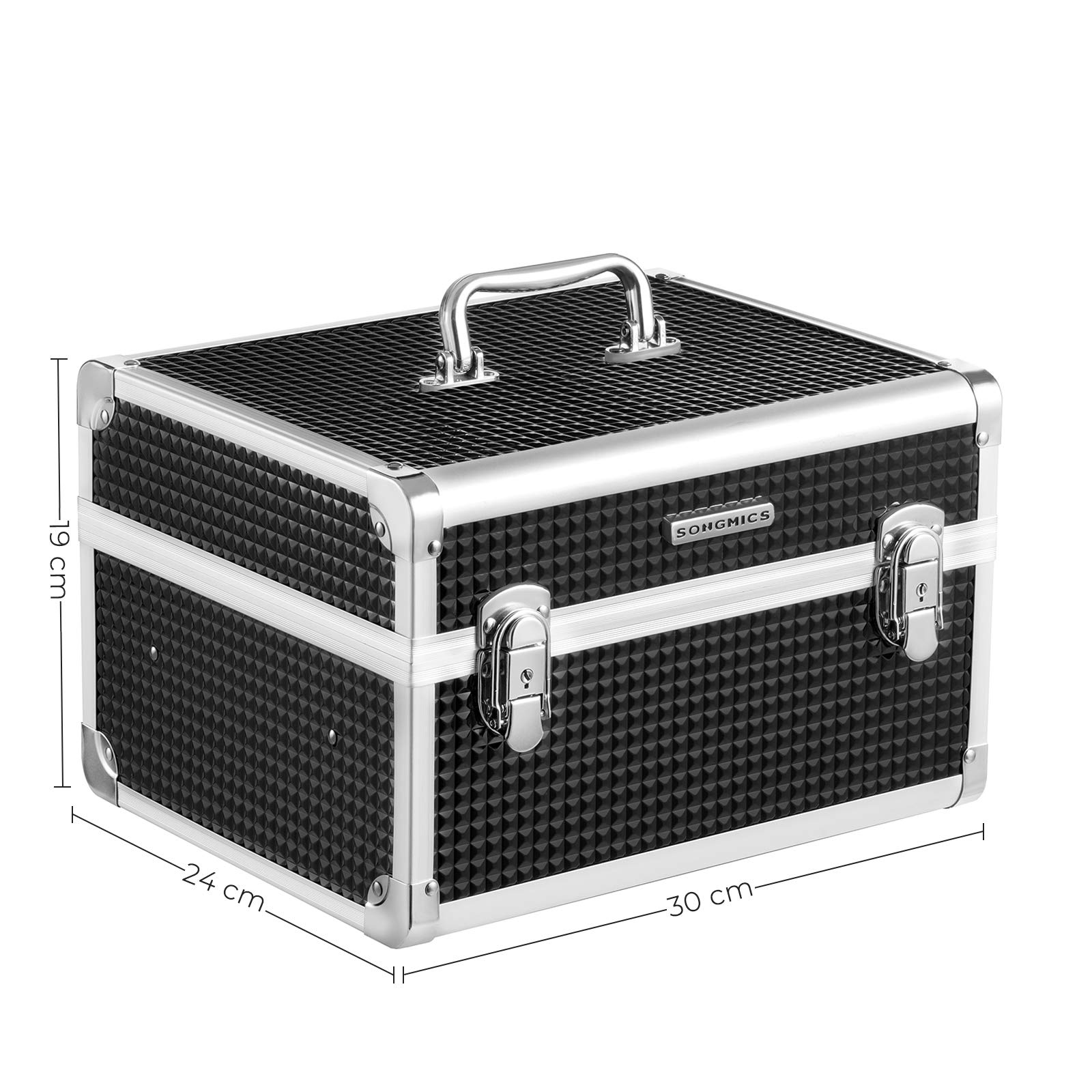 songmics-kosmetikkoffer-schminkkoffer-schwarz-mit-tablett-jbc328b01 image 7
