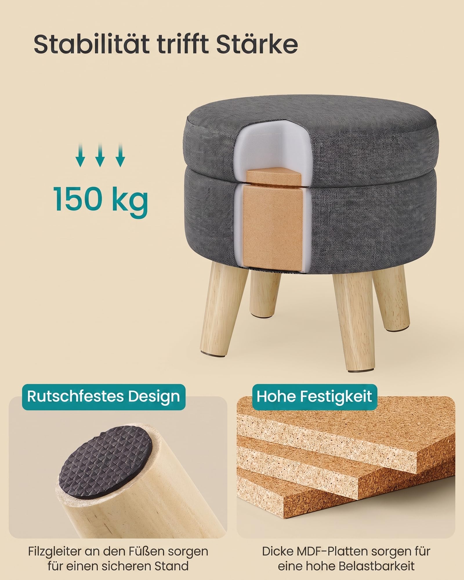 songmics-sitzhocker-mit-stauraum-maceo-rund-31-x-31-x-29-cm-9l-bleigrau image 7