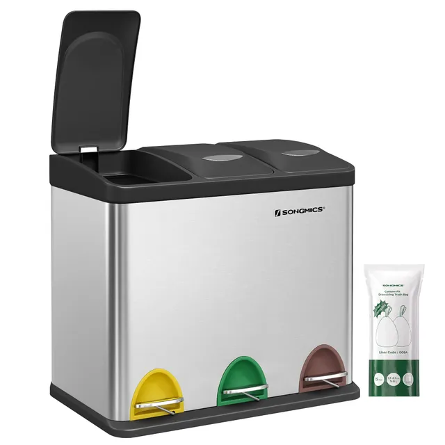 songmics-treteimer-k-che-3x8-liter-m-lltrennsystem-mit-pedalen image 1