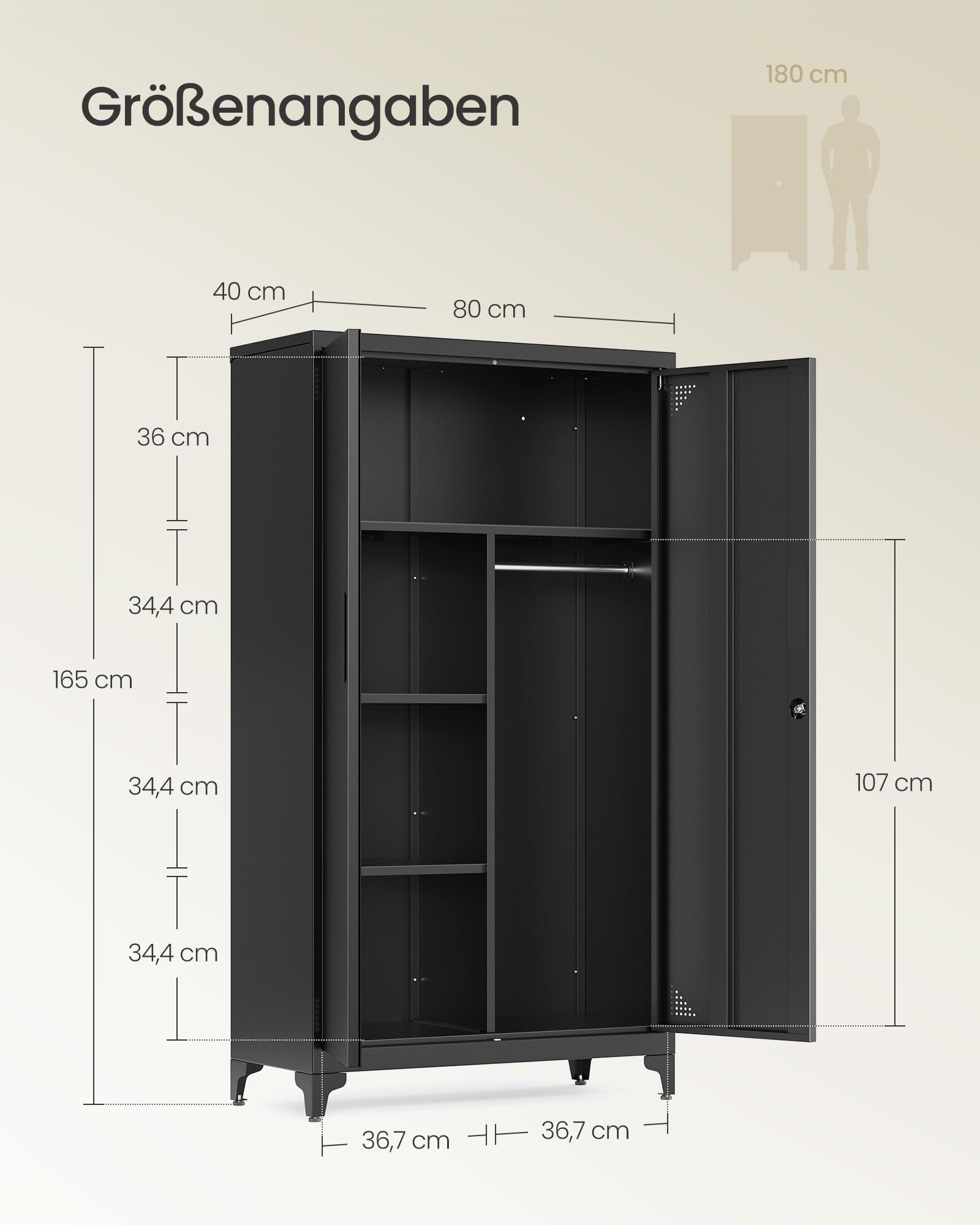 songmics-omc018bd01-mehrzweckschrank-mattschwarz-80-x-40-x-165-cm-abschlie-bar image 3