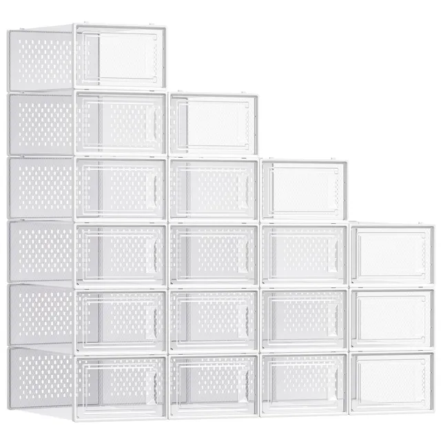 songmics-schuhboxen-18er-set-lsp18swt-transparent-wei-f-r-schuhe-bis-gr-e-43 image 1