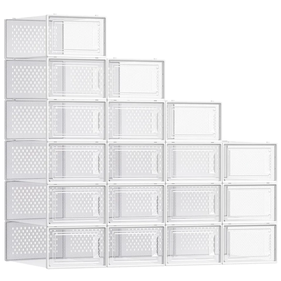 songmics-schuhboxen-18er-set-lsp18swt-transparent-wei-f-r-schuhe-bis-gr-e-43 image 1