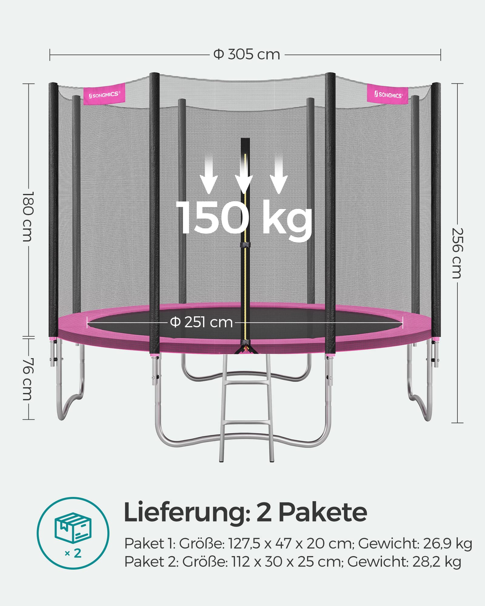 songmics-trampolin-outdoor-305-cm-mit-netz-und-leiter image 7