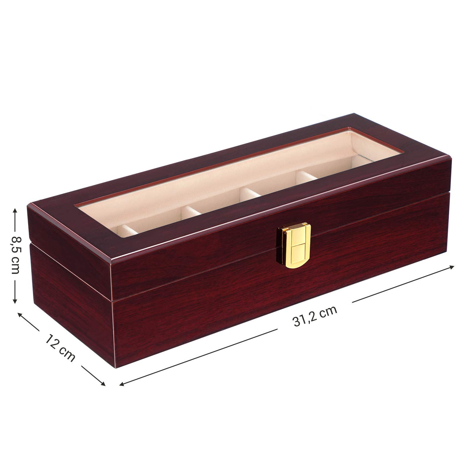songmics-jow05rd-uhrenbox-holz-5-f-cher-mahagoni-glasdeckel image 7