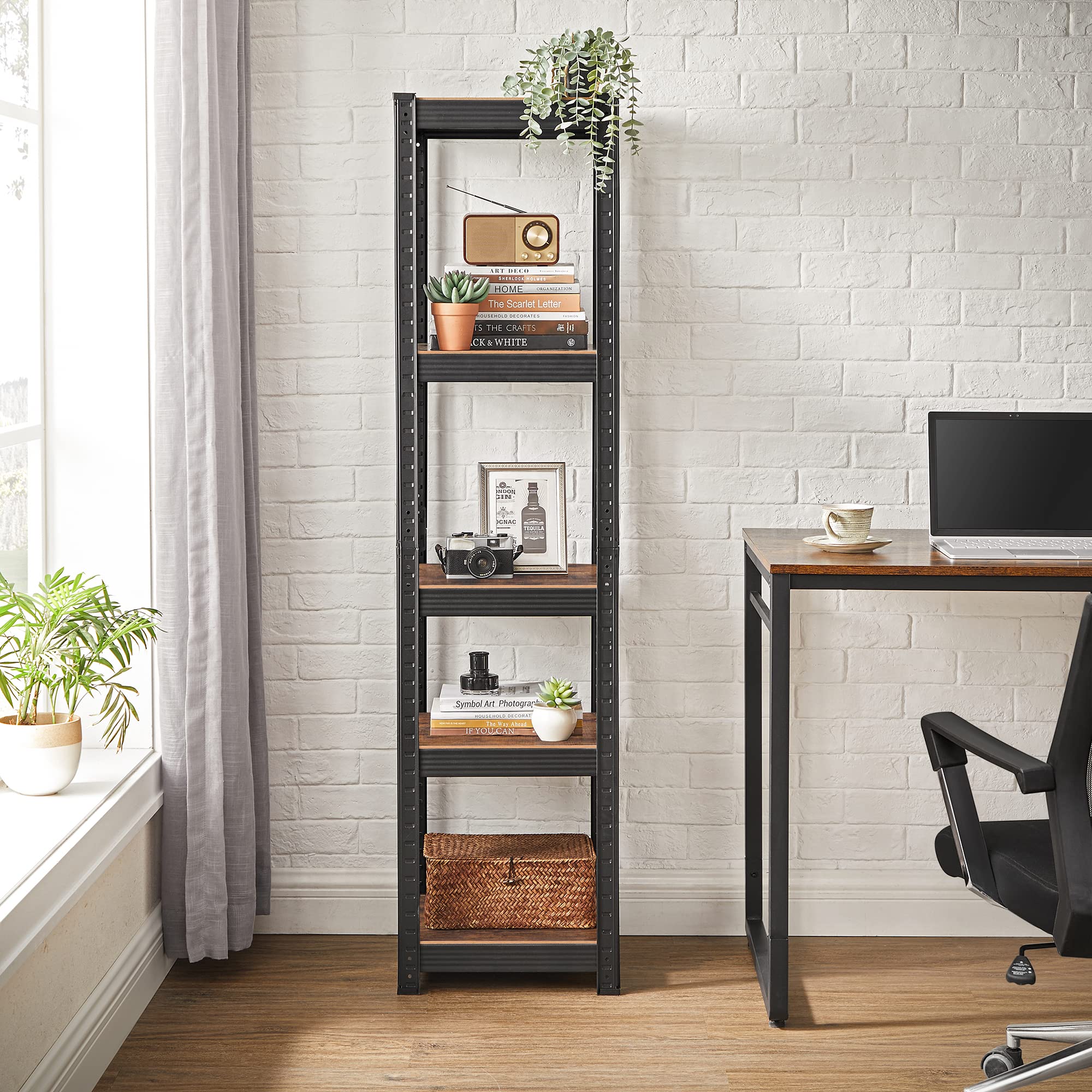 songmics-standregal-5-ablagen-37x37x150-cm-bis-400-kg-vintagebraun-schwarz-glr03 image 8