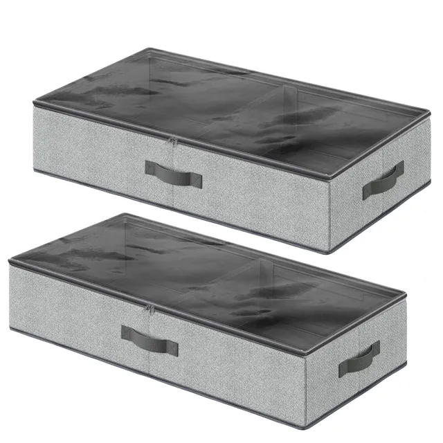 songmics-unterbett-aufbewahrungsboxen-2er-set-faltbar-grau image 1