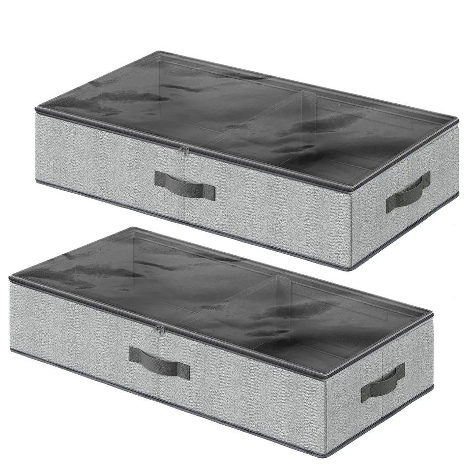 songmics-unterbett-aufbewahrungsboxen-2er-set-faltbar-grau image 1