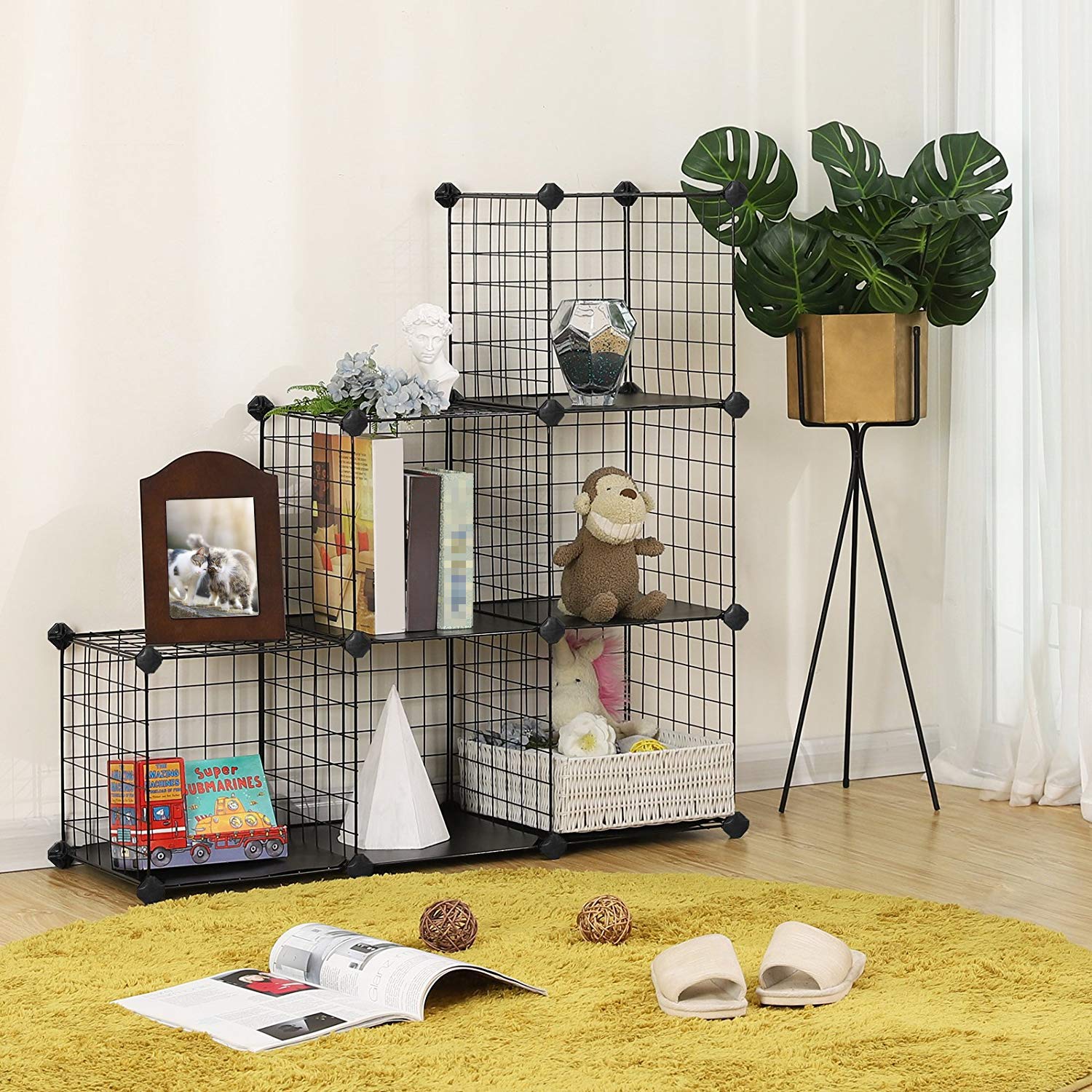 songmics-netzregal-lpi111h-mit-6-w-rfeln-63-x-31-x-93-cm-schwarz image 2