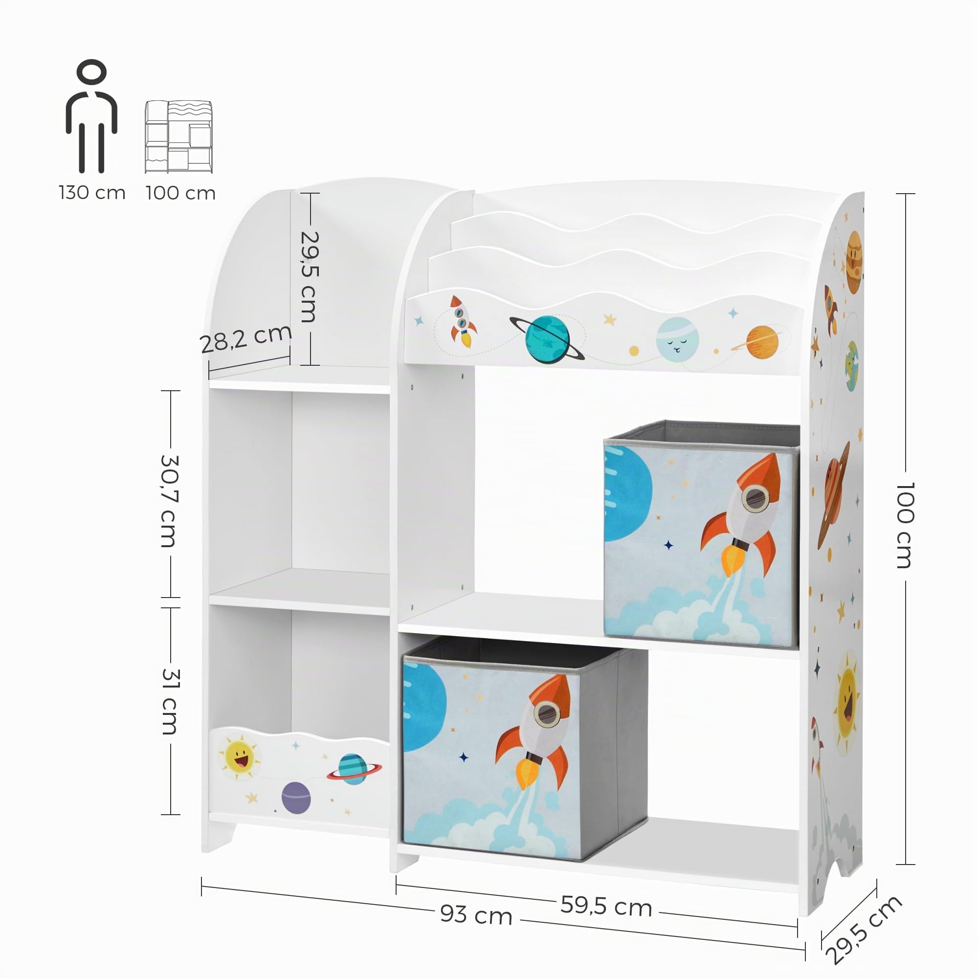 songmics-b-cherregal-kinder-spielzeugregal-wei-mit-2-boxen image 5