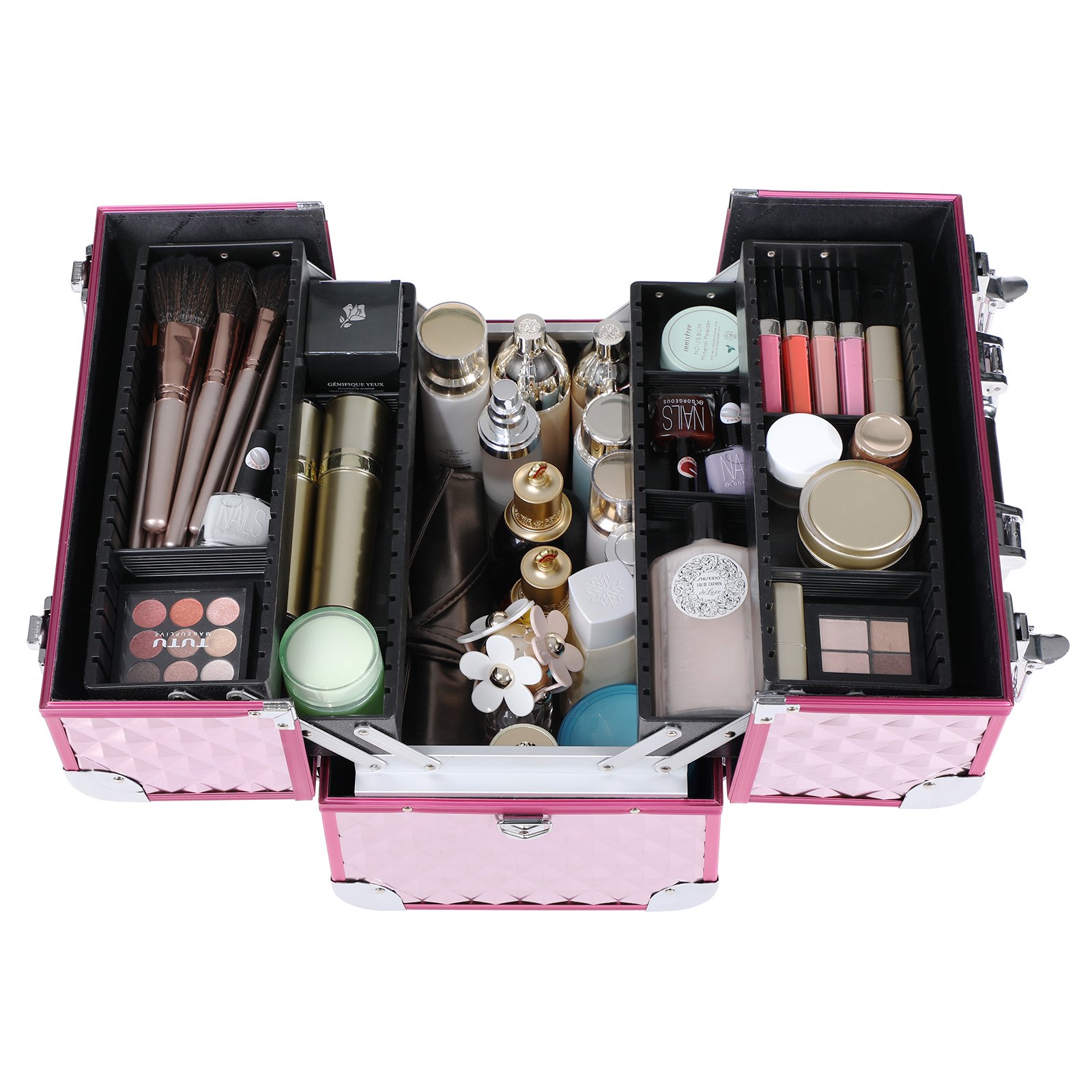 songmics-kosmetikkoffer-jbc319p-pink-silber-36-x-28-x-23-cm-mit-f-chern image 4
